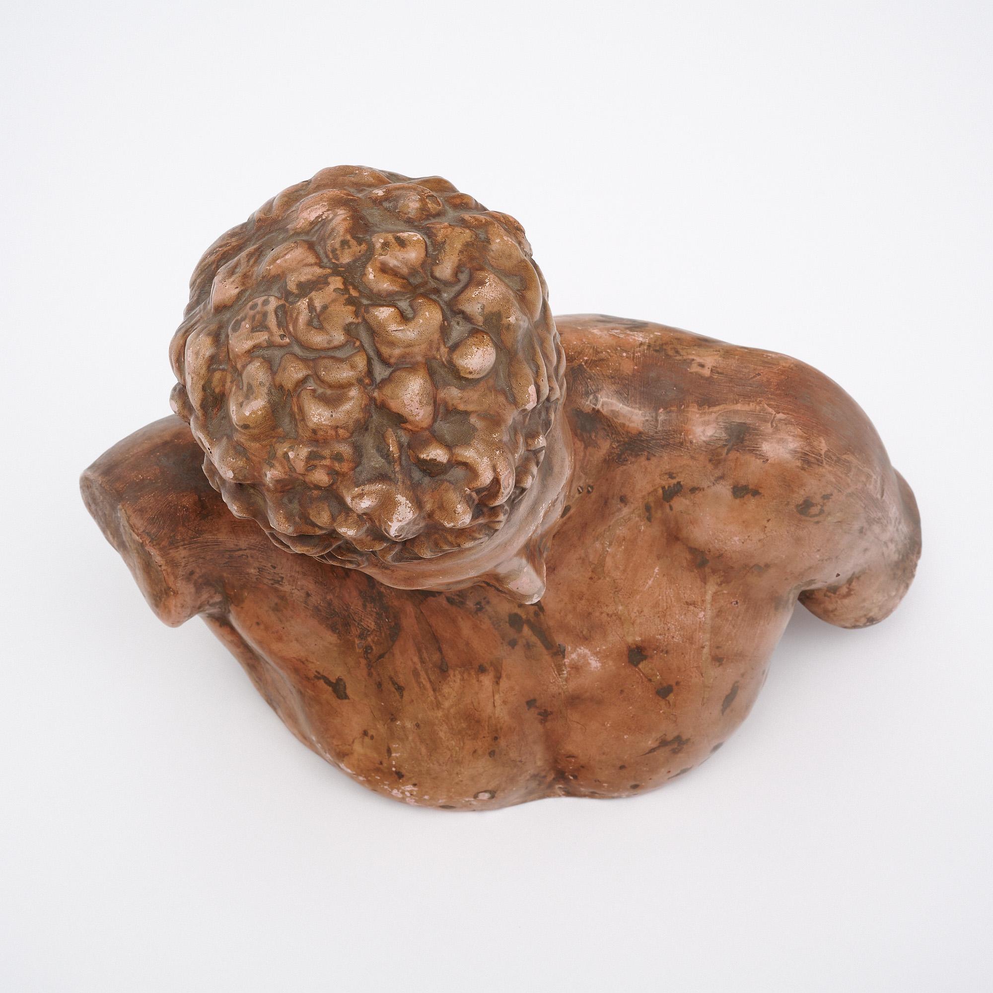 Art Déco Busto di Hermes francese d'epoca in terracotta in vendita