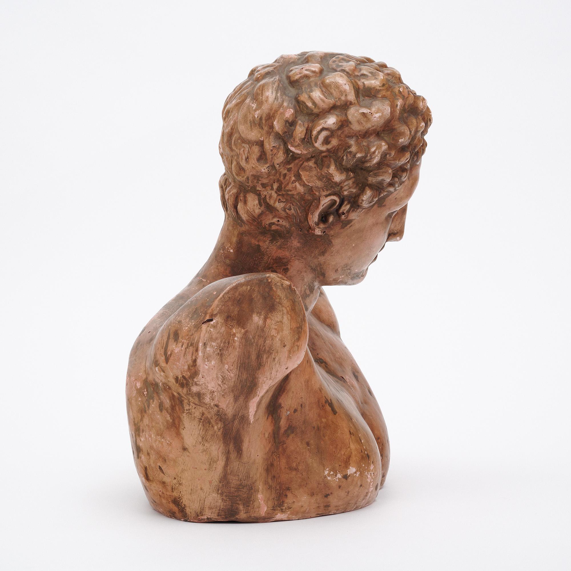 Busto di Hermes francese d'epoca in terracotta In condizioni buone in vendita a Austin, TX