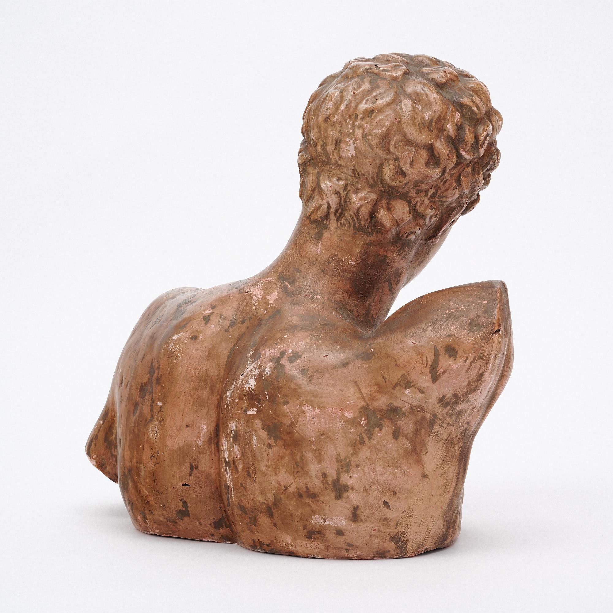 Inizio XX secolo Busto di Hermes francese d'epoca in terracotta in vendita