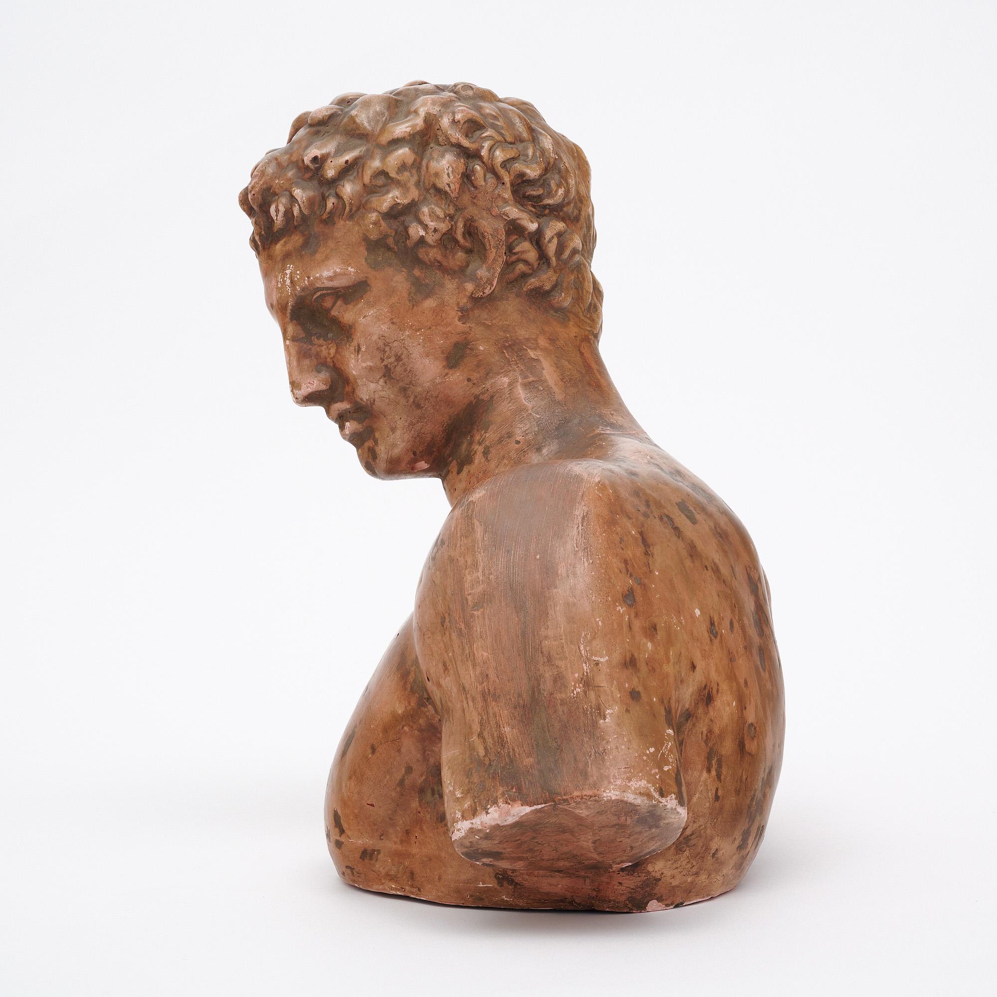 Busto di Hermes francese d'epoca in terracotta in vendita 2