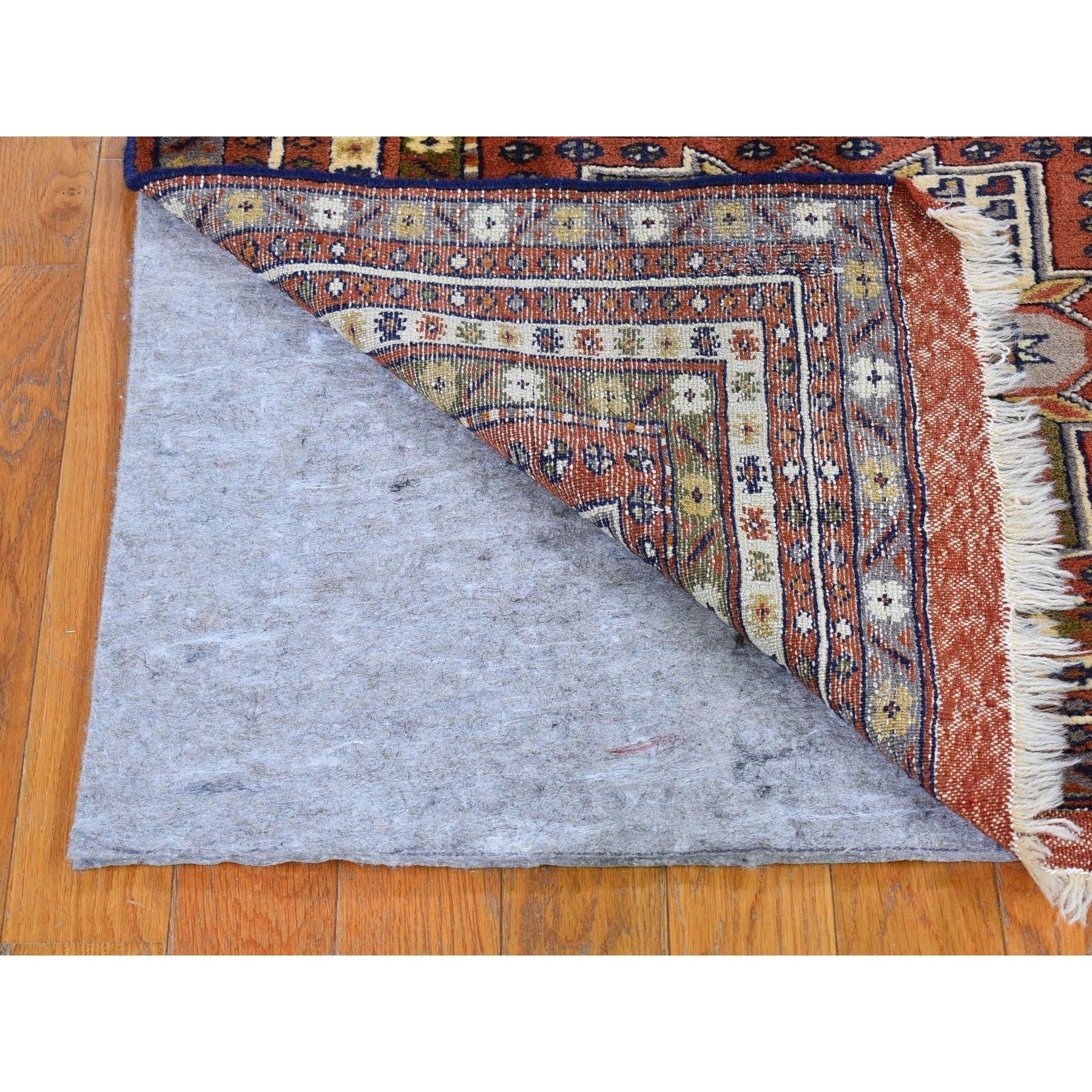 Hand-Knotted Terracotta Vintage Persian Abadeh Block Design Pure Wool Hand Knotted Rug For Sale