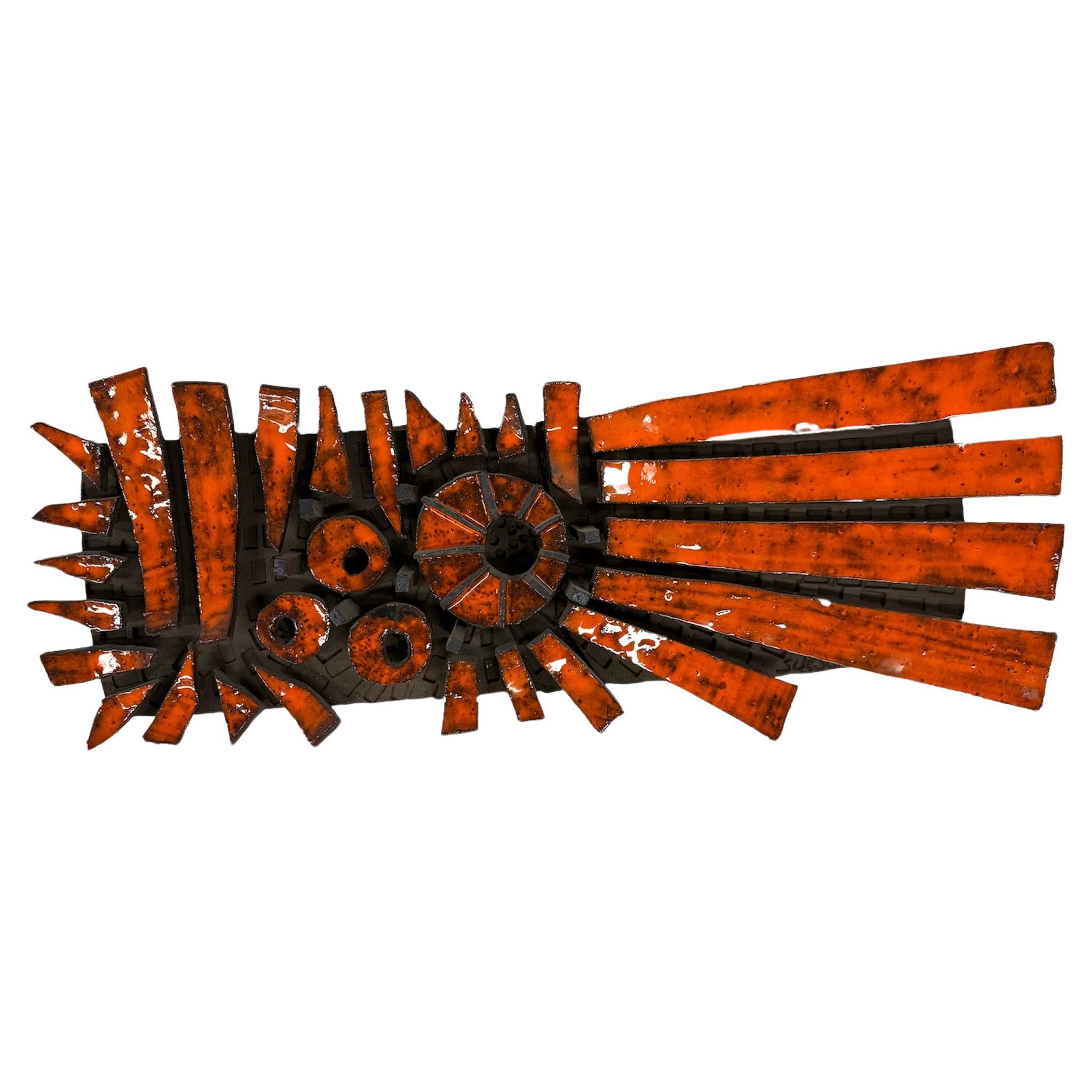Terracotta wall sculpture by Charles Sucsan For Sale