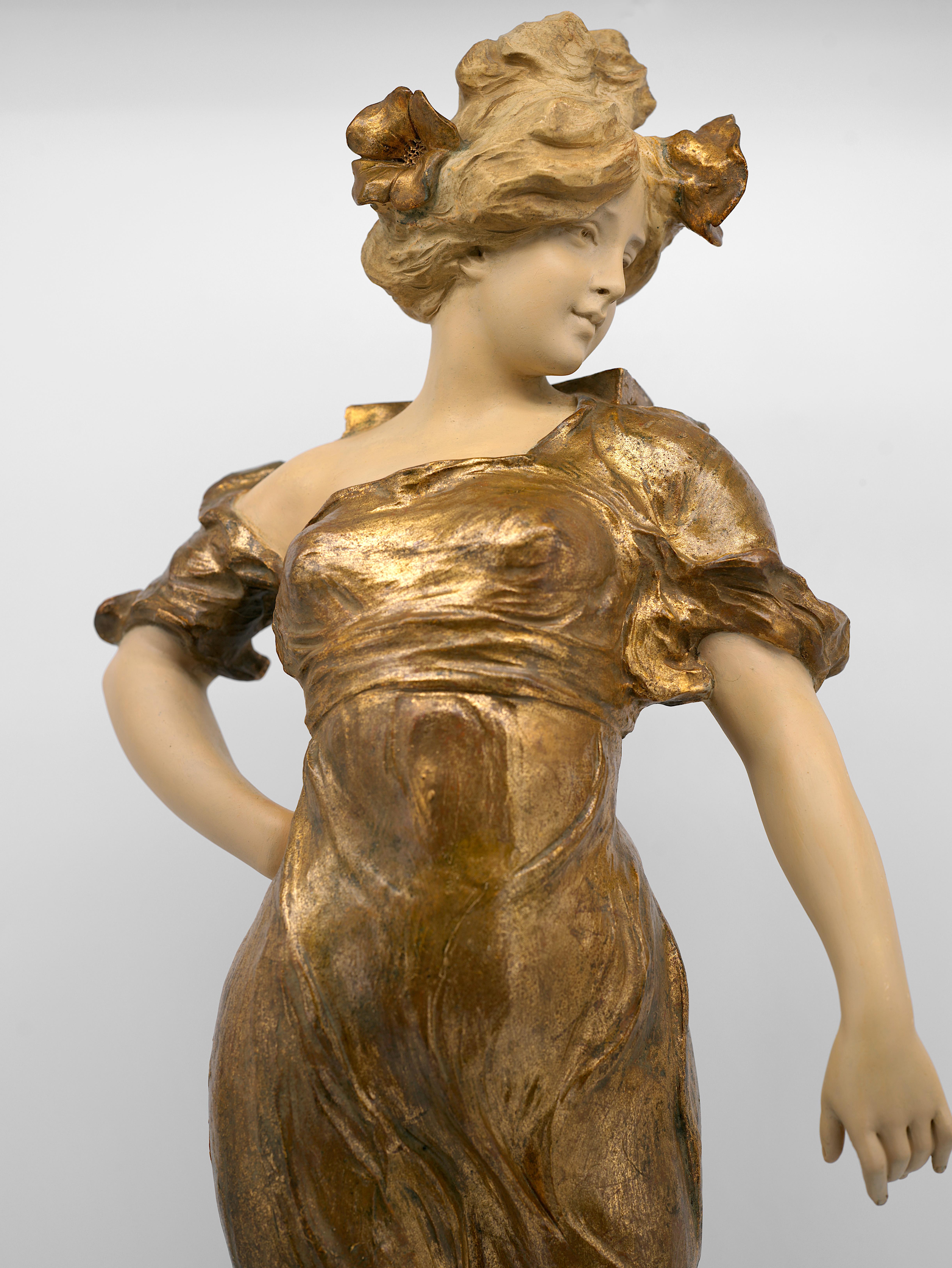 Francese Scultura in terracotta con portatore d'acqua, 1890 ca. in vendita