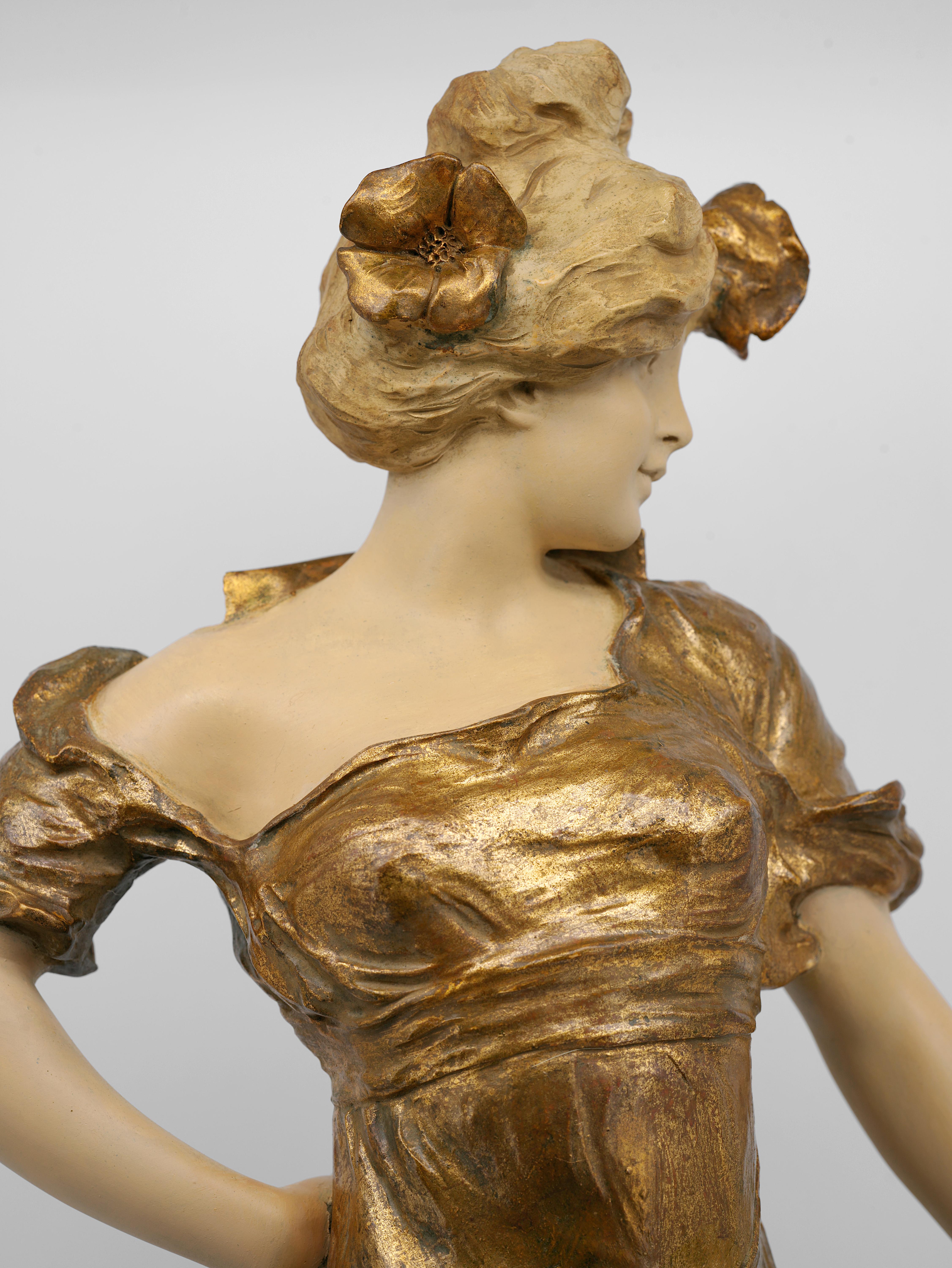 Scultura in terracotta con portatore d'acqua, 1890 ca. In condizioni buone in vendita a Saint-Amans-des-Cots, FR