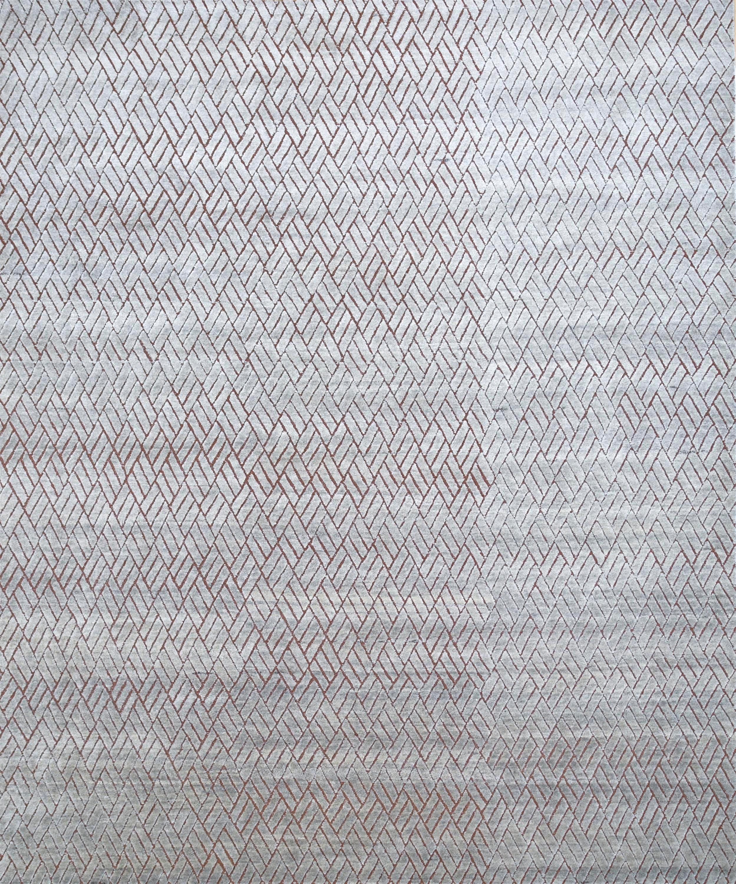 Terrakotta Whispers Cool Gray Handgeknüpfter Teppich in Cool Gray