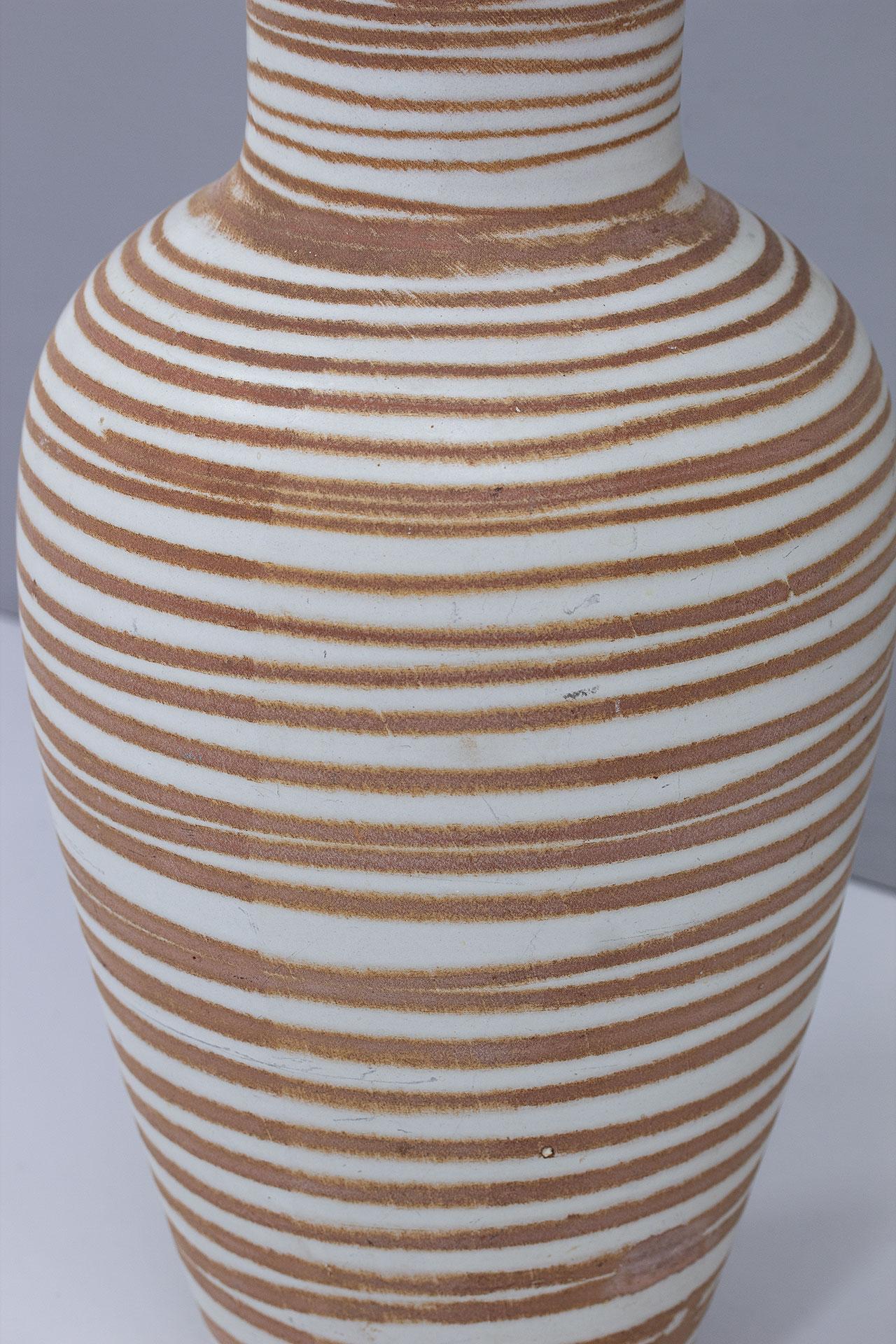 20th Century Terracotta, White Ceramic Floor Vase by Anna-Lisa Thomson, Sweden For Sale