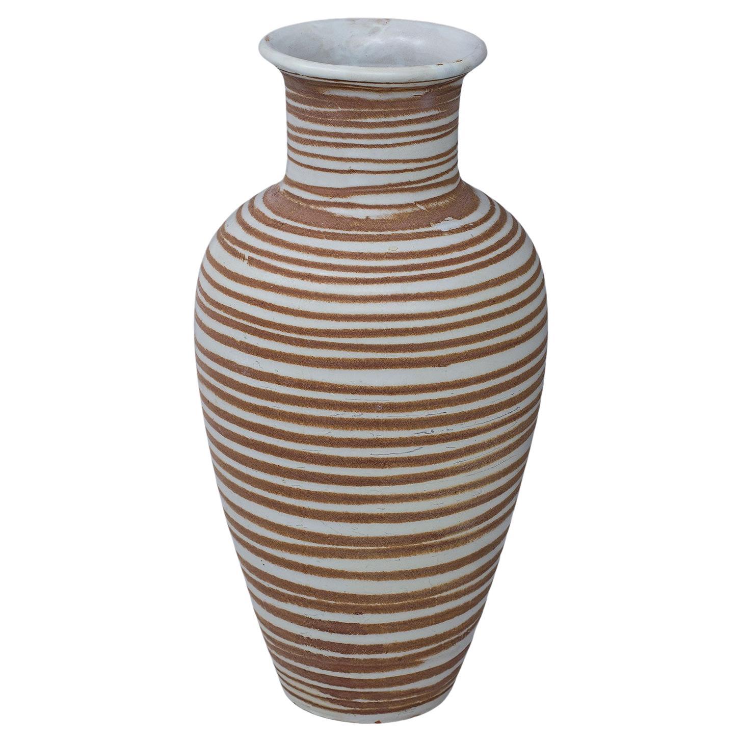 Terracotta, White Ceramic Floor Vase by Anna-Lisa Thomson, Sweden For Sale