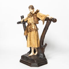 Terracotta Woman Sculpture Signed Goldscheider, Austria, circa 1900