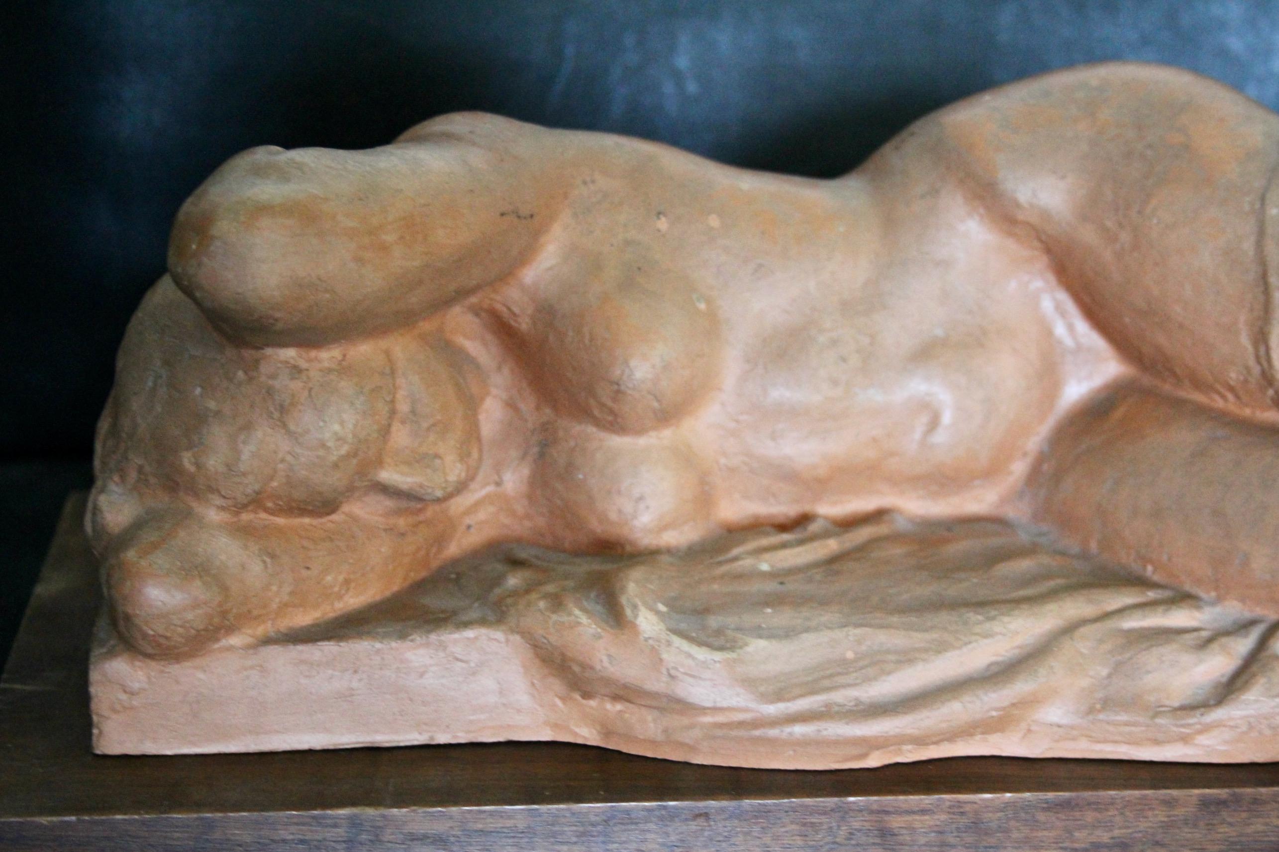 Terracotta women by Carl Angst In Good Condition For Sale In grand Lancy, CH