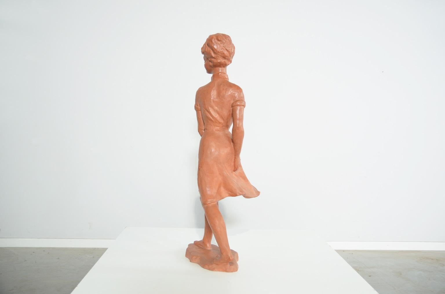 Terracotta Sculpture of a Young Lady by Belgian artist Paul Sersté 1