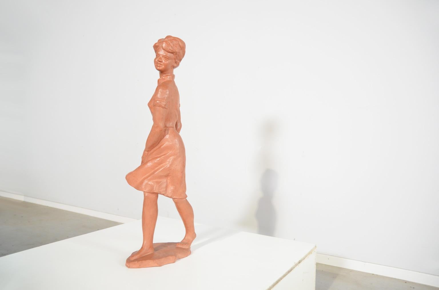 Terracotta Sculpture of a Young Lady by Belgian artist Paul Sersté 2