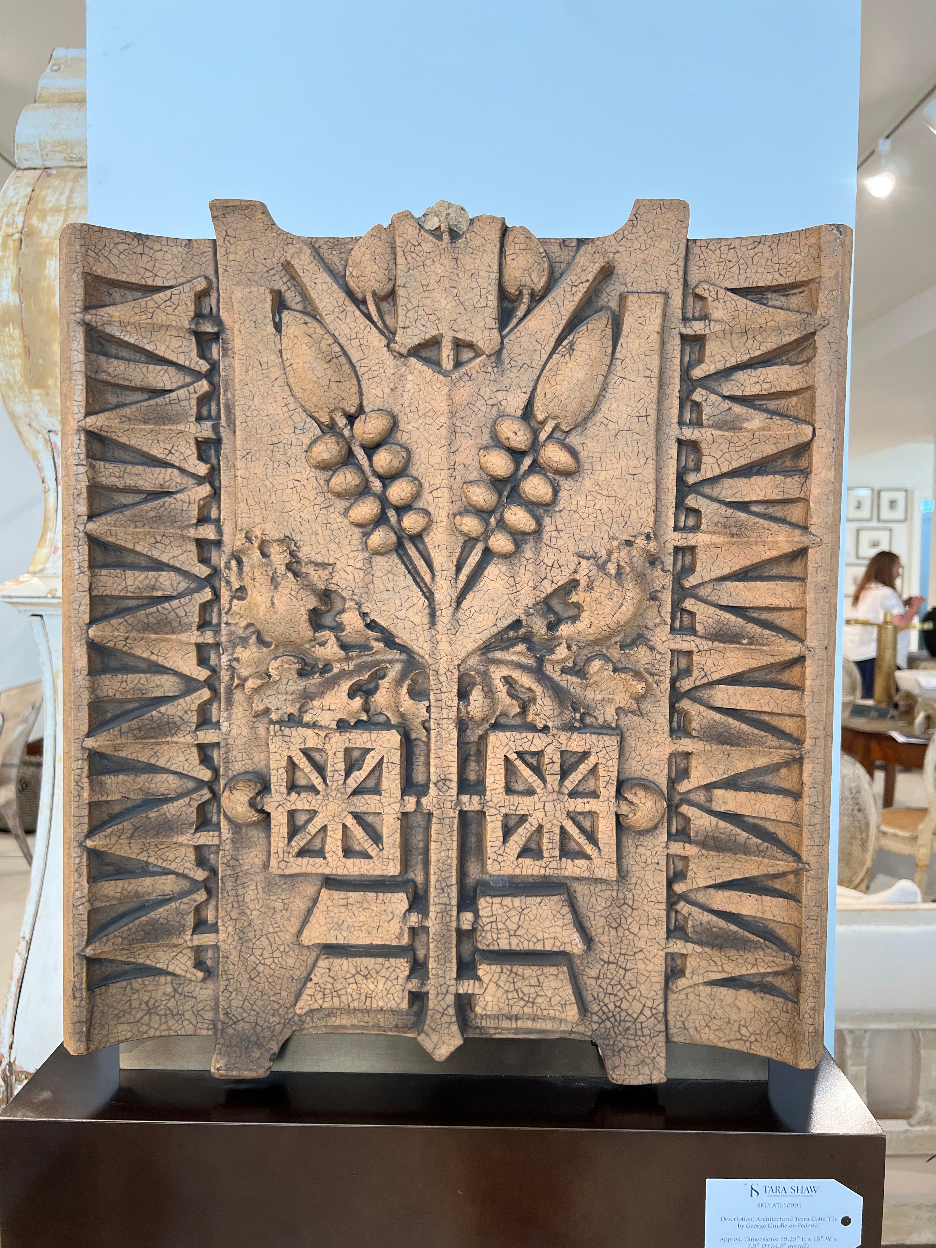 Terractotta Architectural Element by George Grant Elmslie  In Fair Condition For Sale In New Orleans, LA
