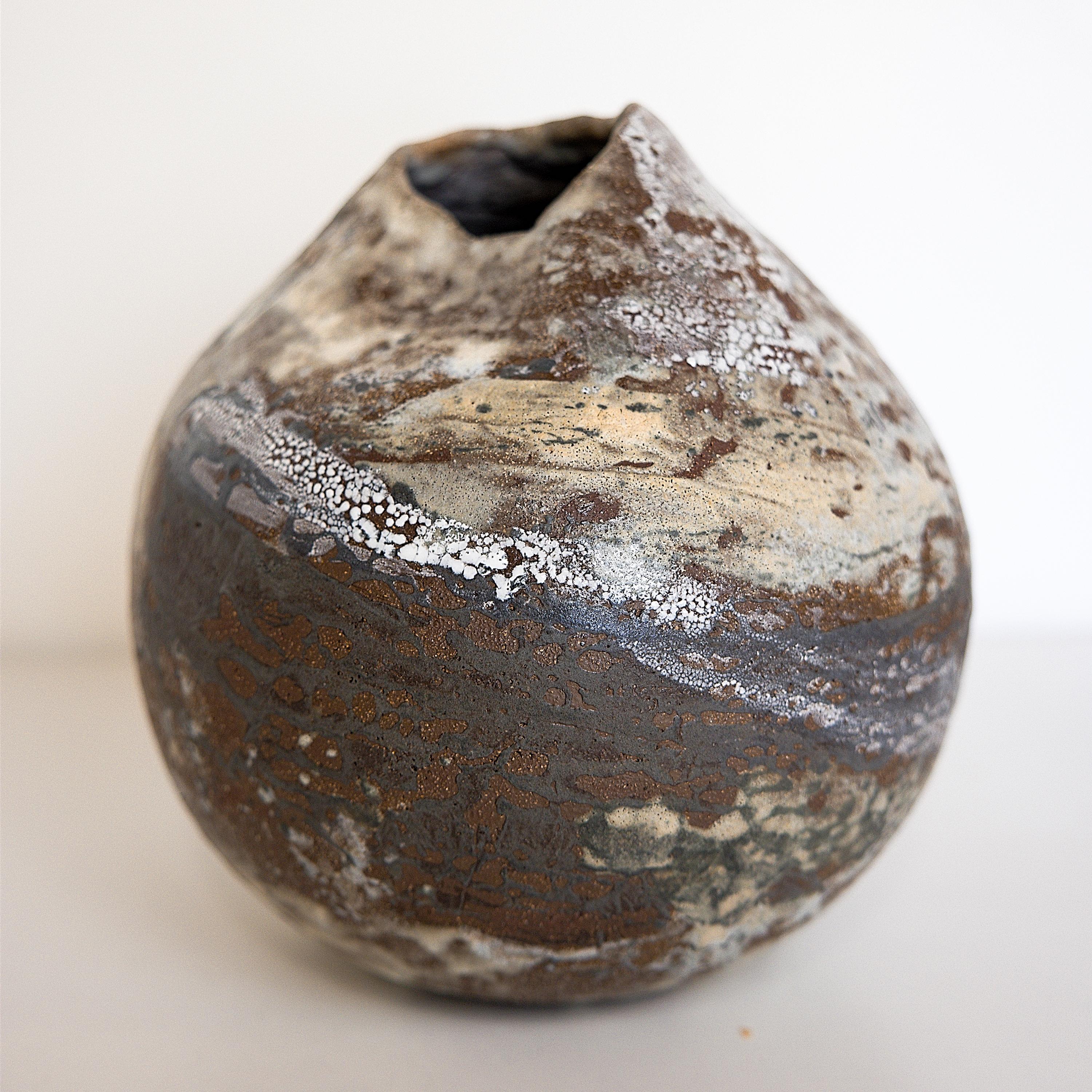 Contemporary Terrain Red Clay Moon Vase Handmade IV