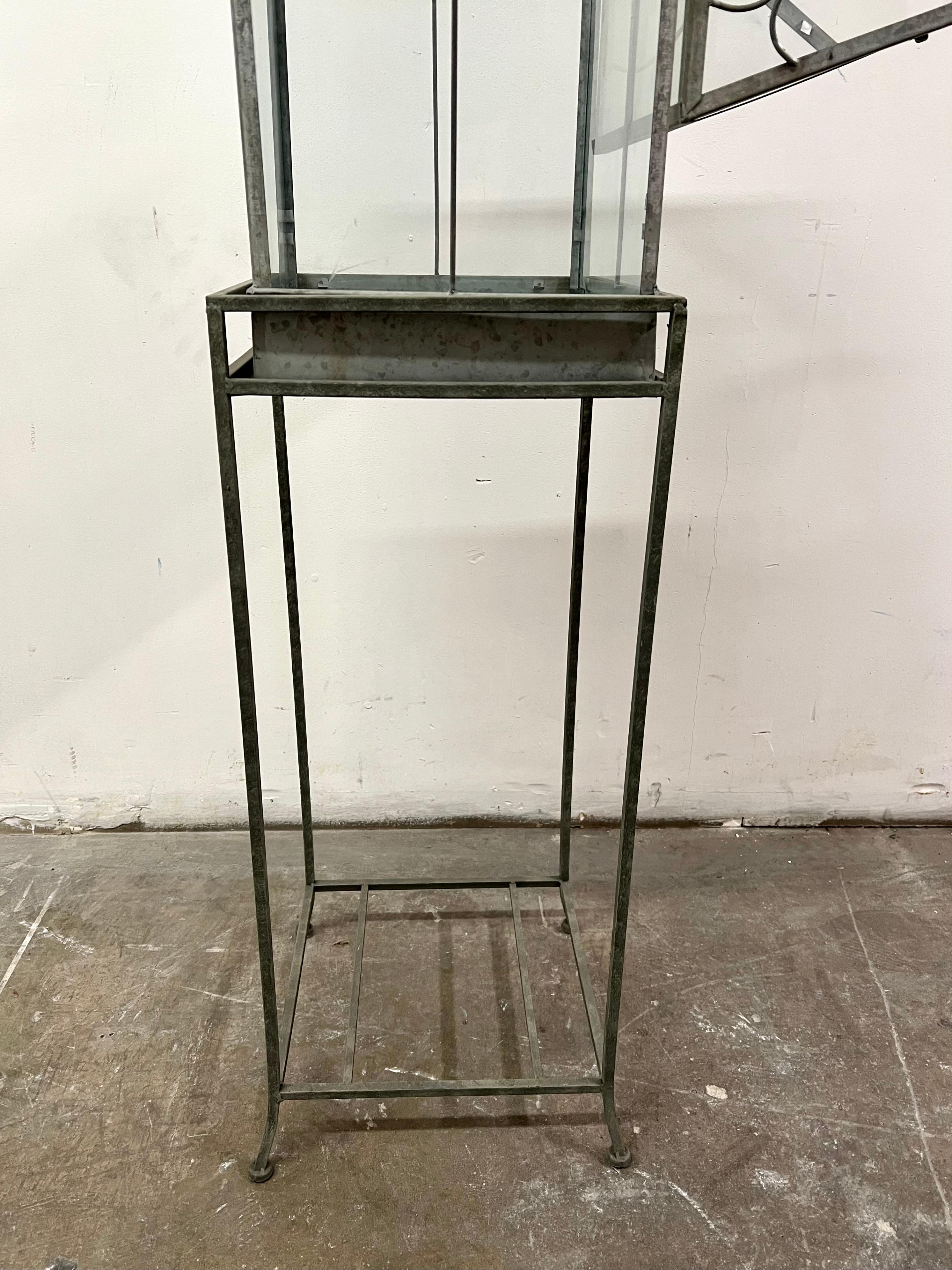20th Century Terrarium Greenhouse on Stand with Open Pedestal
