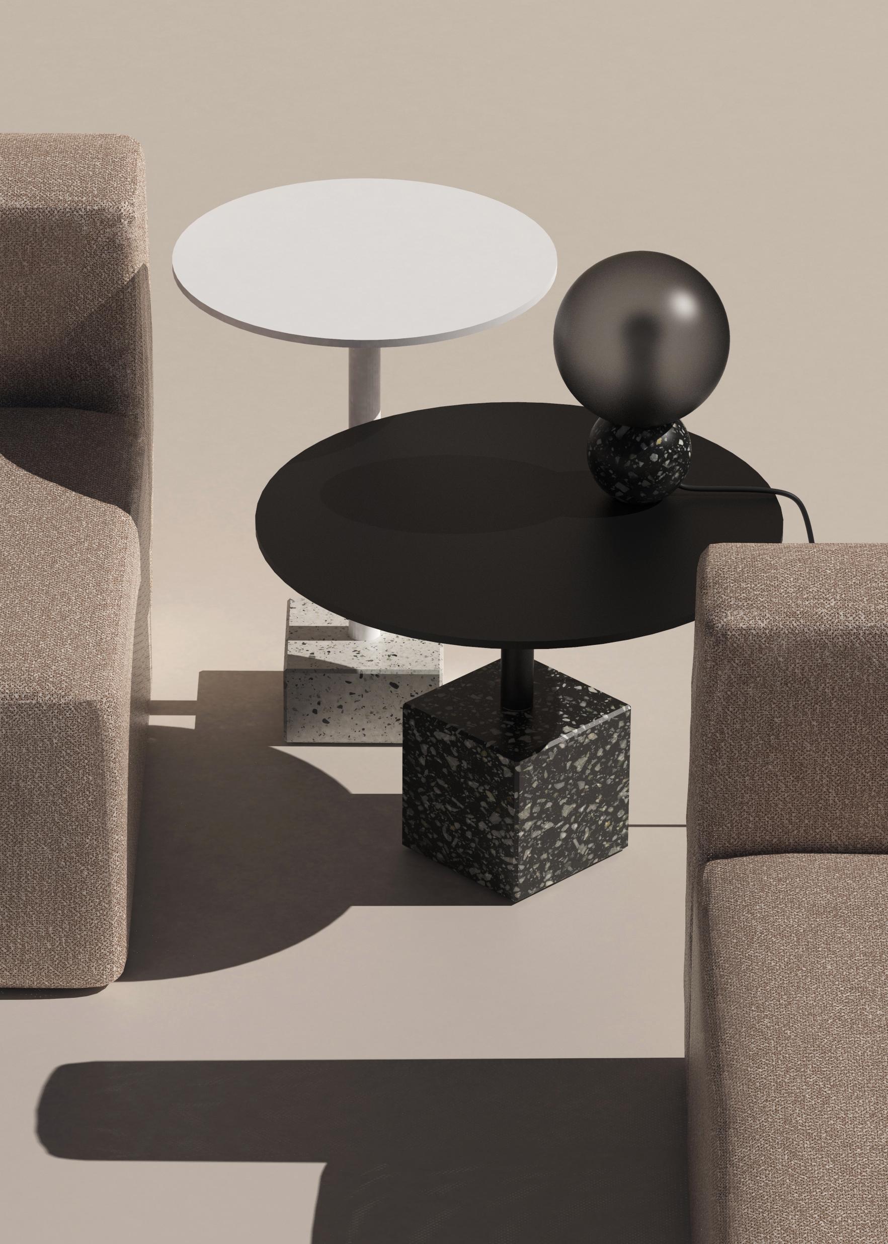 Terrazo and Aluminum Side Table, ‘Ding, ’ Black, from Terrazo Collection by Bentu In New Condition In Beverly Hills, CA
