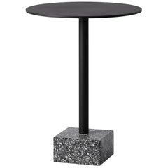 Terrazo and ALuminum Side Table, ‘Ding, ’ Black, from Terrazo Collection by Bentu