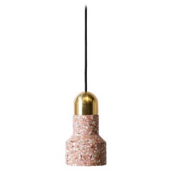 Terrazo and Copper Pendant Light, ‘Qie, ’ Pink, from Terrazo Collection by Bentu