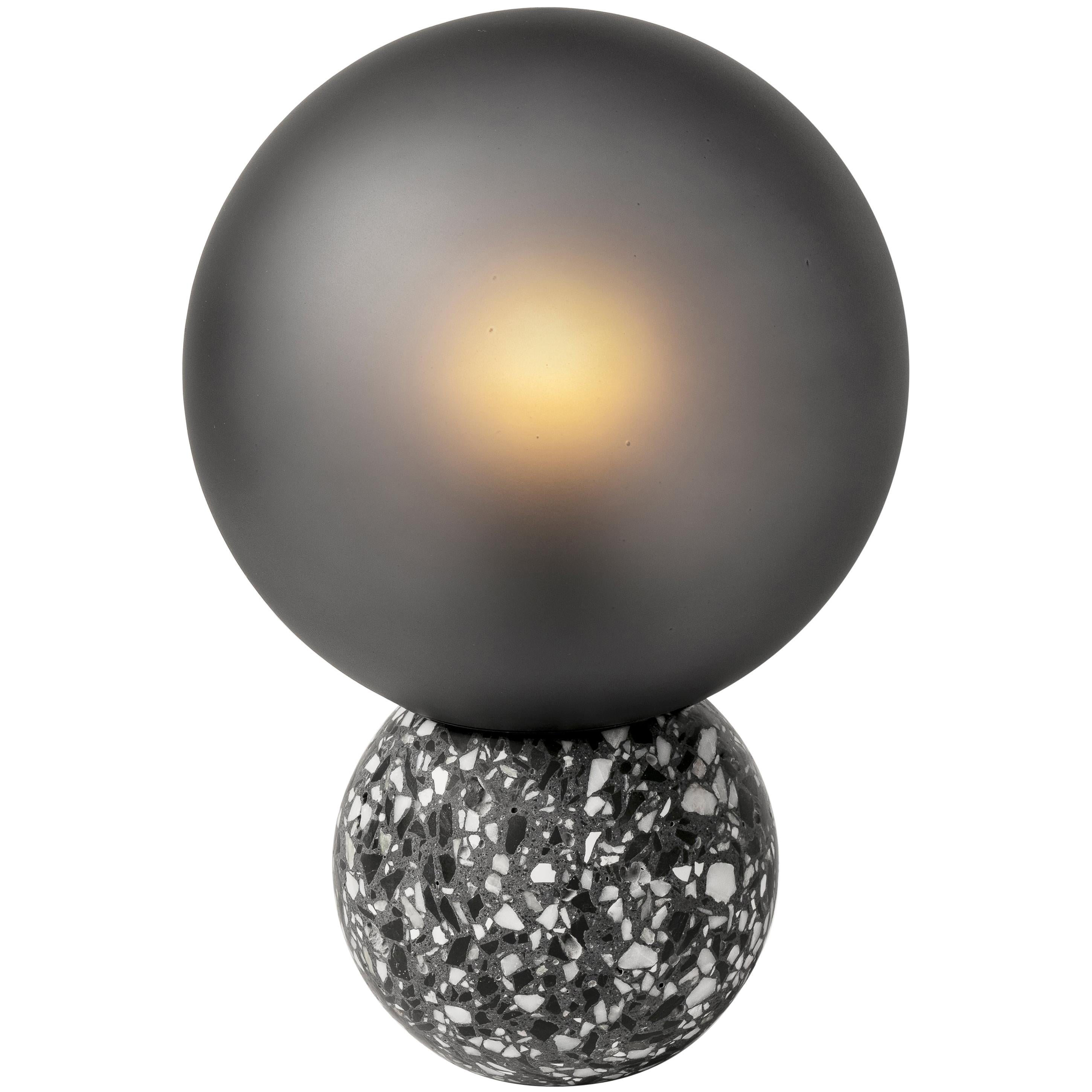 Terrazo and Glass Table Lamp, ‘8, ’ Black, from Terrazo Collection by Bentu