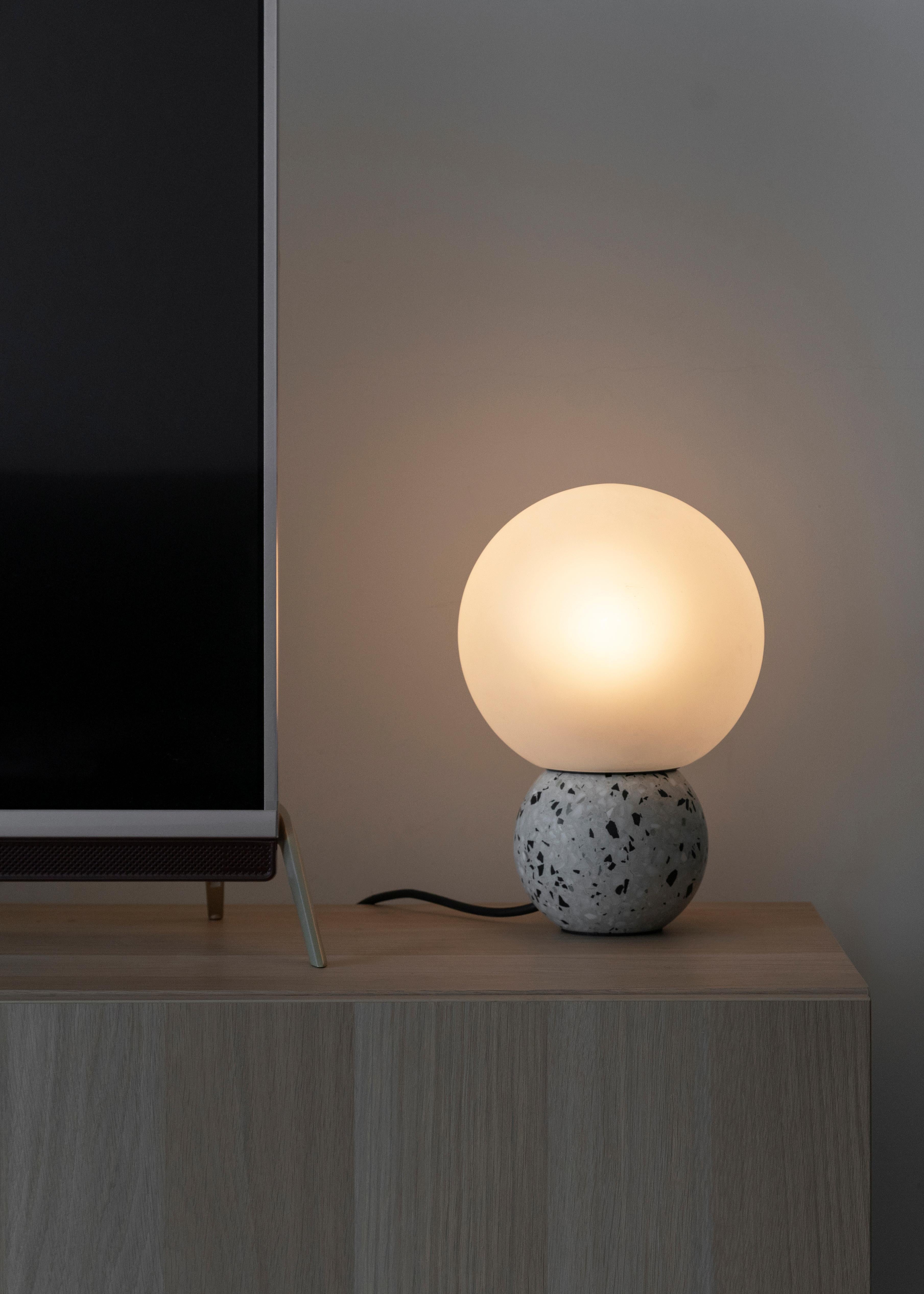 Chinese Terrazo and Glass Table Lamp, ‘8, ’ White, from Terrazo Collection by Bentu