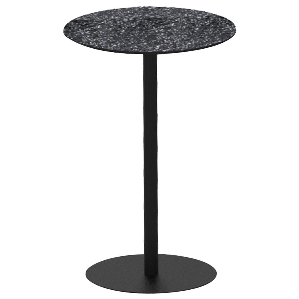 Terrazo and Powder-Coated Steel Round Table, ‘I, ’ Black, from Terrazo