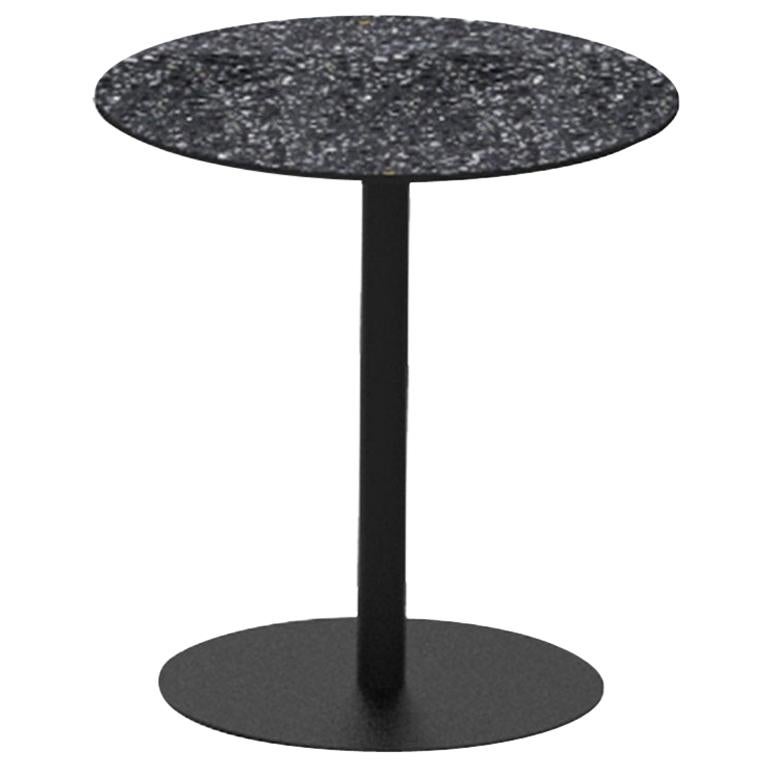 Terrazo and Powder Coated Steel Round Table, ‘I, ’ Black, from Terrazo