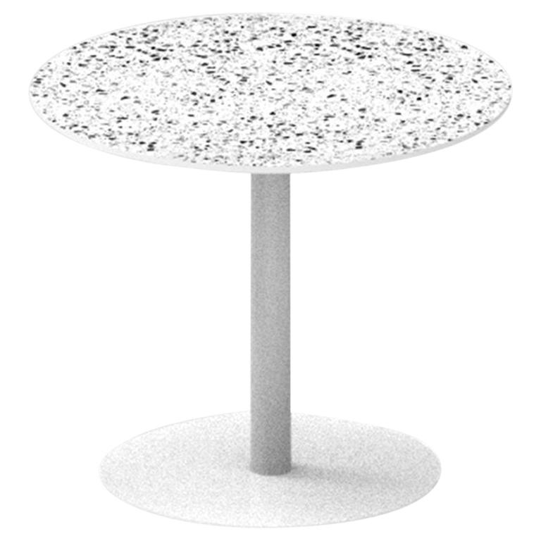 Terrazo and Powder Coated Steel Round Table, ‘I, ’ White, from Terrazo