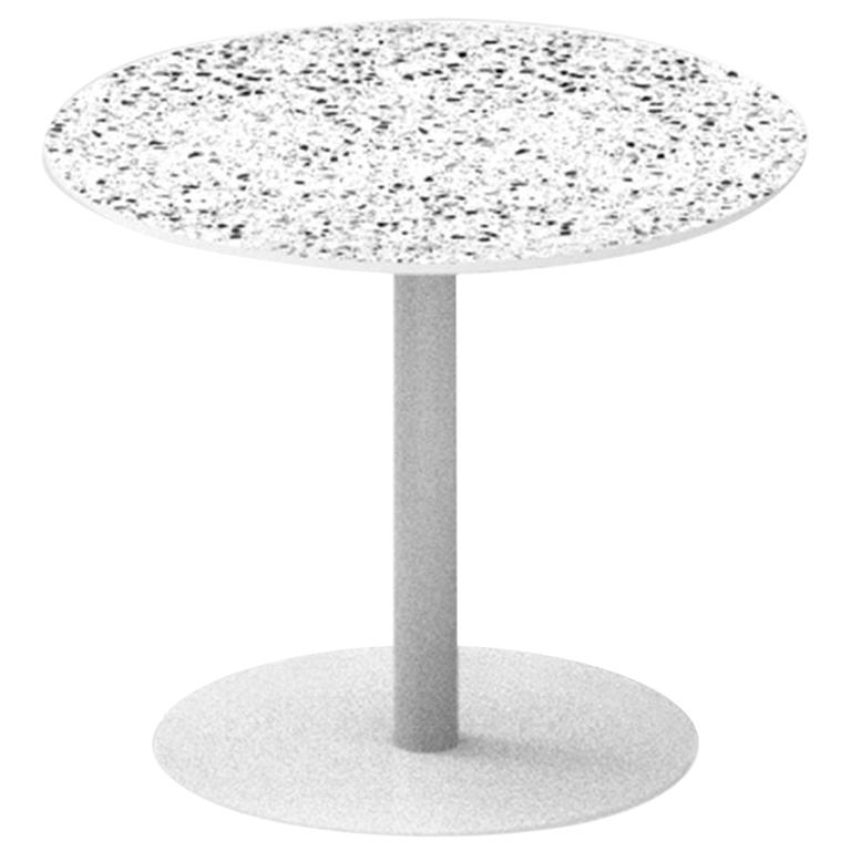Terrazo and Powder Coated Steel Round Table, ‘I, ’ White, from Terrazo 