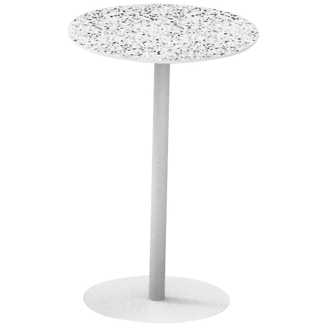 Terrazo and Powder Coated Steel Round Table, ‘I, ’ White, from Terrazo