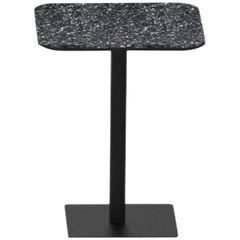 Terrazo and Powder Coated Steel Square Table, ‘I, ’ Black, from Terrazo