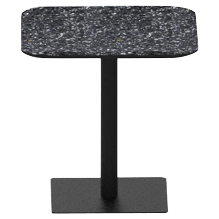 Terrazo and Powder Coated Steel Square Table, ‘I, ’ Black, from Terrazo