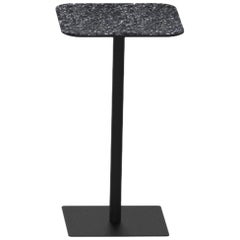 Terrazo and Powder-Coated Steel Square Table, ‘I, ’ Black, from Terrazo