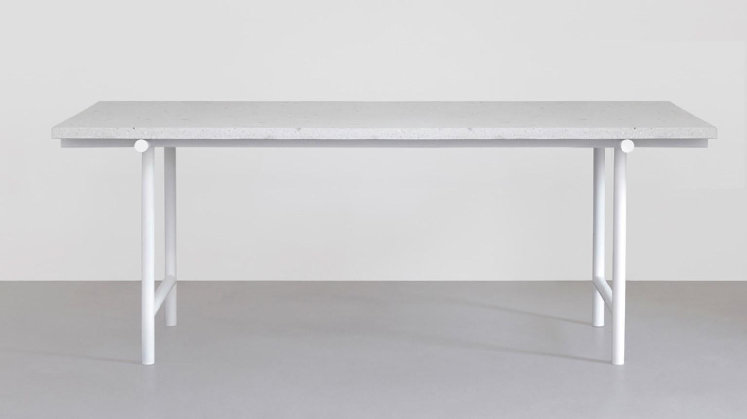 Terrazo Bob table by Llot Llov
Dimensions: W 90 x D 200 x H 76 cm
Materials: Nail polish Terrazzo


The dining table BOB’s table top is made of GLACIER nail-polish terrazzo, the table base structure consists of a powder-coated steel