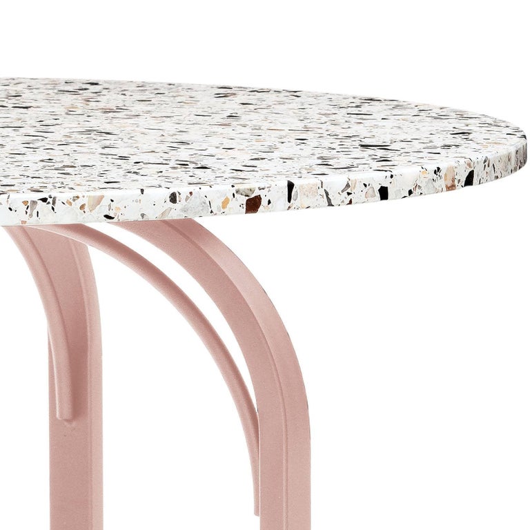 Terrazo Dining Table, Contemporary Round Table in Terrazzo Top For Sale