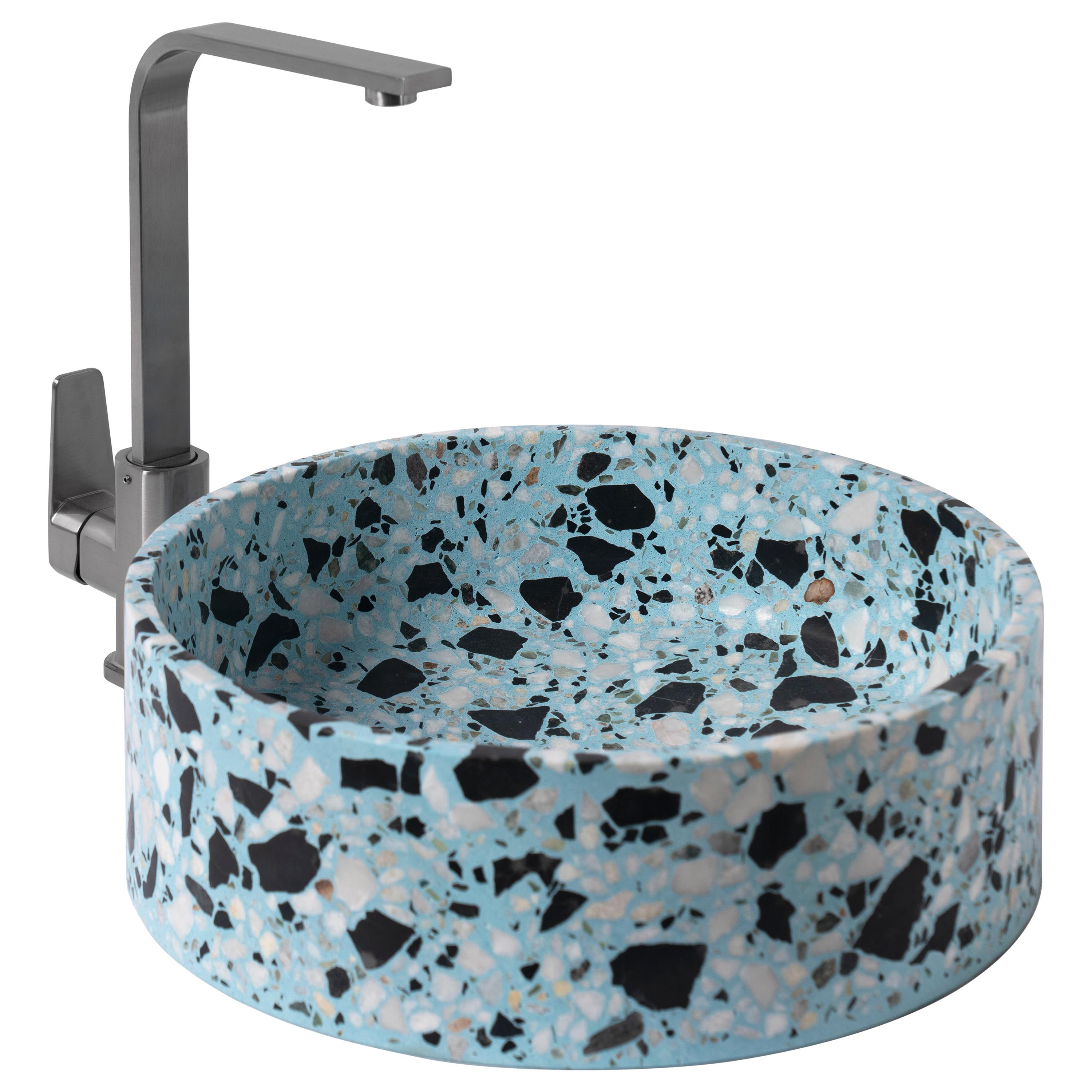 Terrazo Lavabo, ‘Hui, ’ Blue, from Terrazo Collection by Bentu