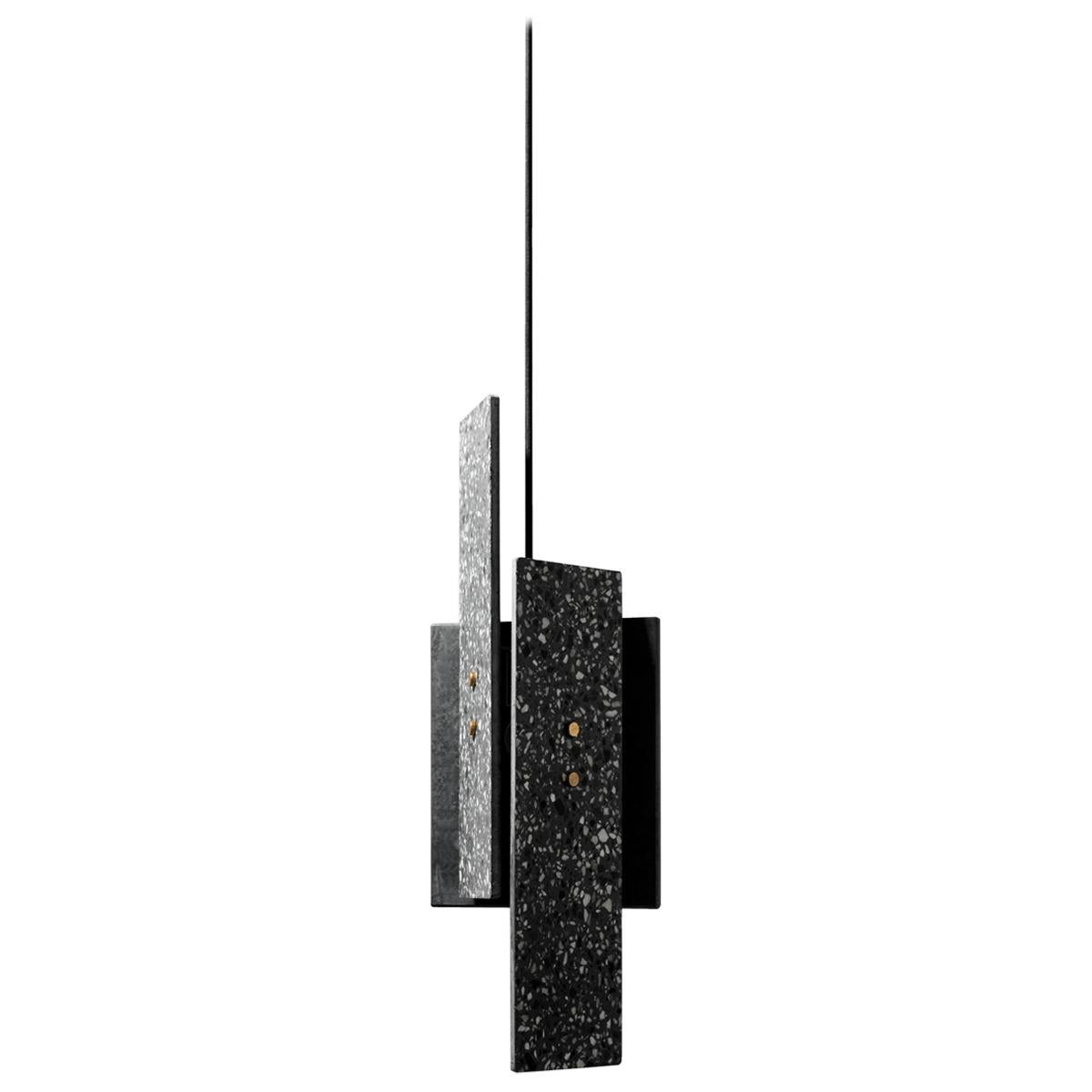 Terrazo Pendant Light, ‘Piece, ’ Black, from Terrazo Collection by Bentu
