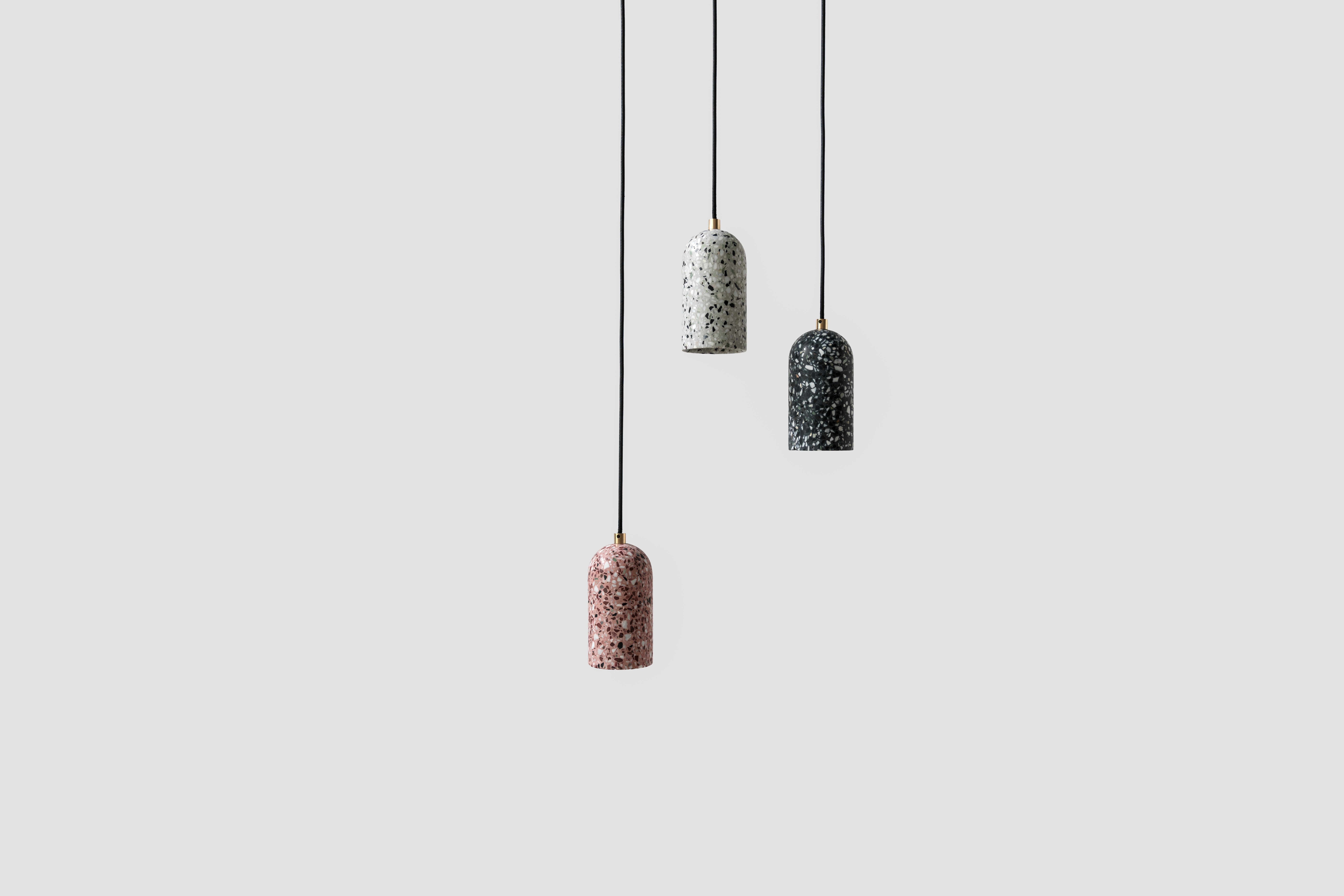 Contemporary Terrazo Pendant Light, ‘U, ’ Black, from Terrazo Collection by Bentu