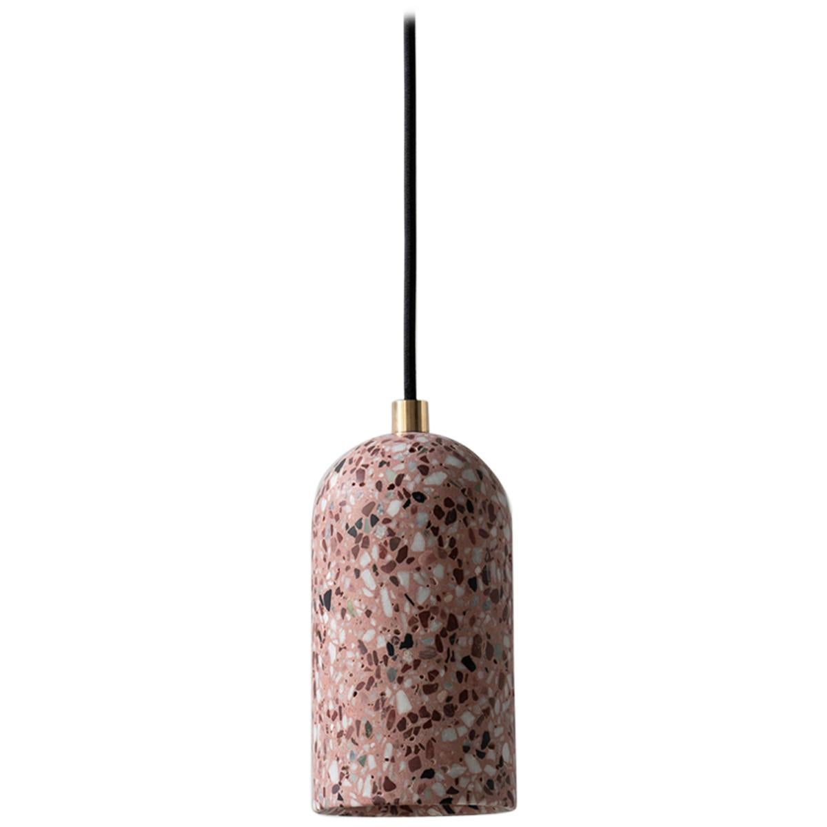 Terrazo Pendant Light, ‘U, ’ Pink, from Terrazo Collection by Bentu