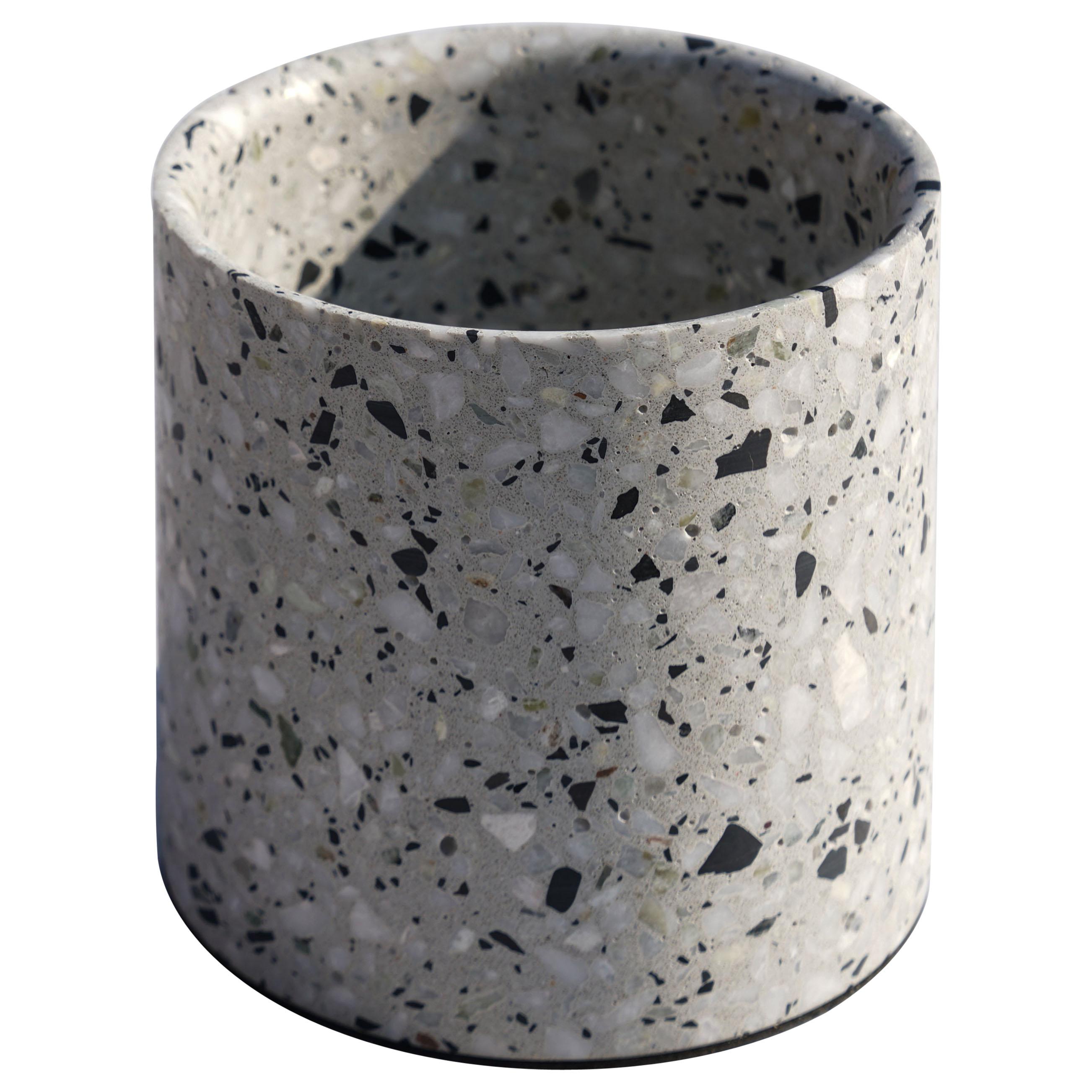 Terrazo Plant Pot, ‘Yuan, ’ White, S, from Terrazo Collection by Bentu