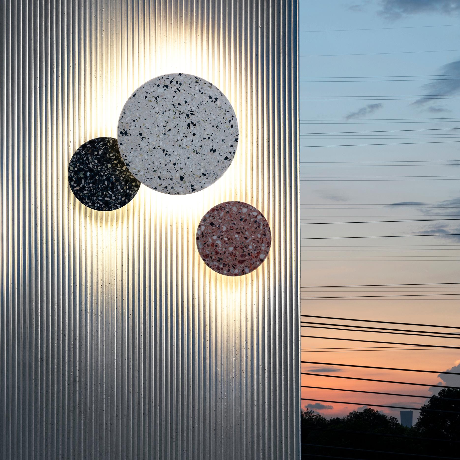 Contemporary Terrazo Wall Lamp, ‘Pin, ’ Black, S, from Terrazo Collection by Bentu