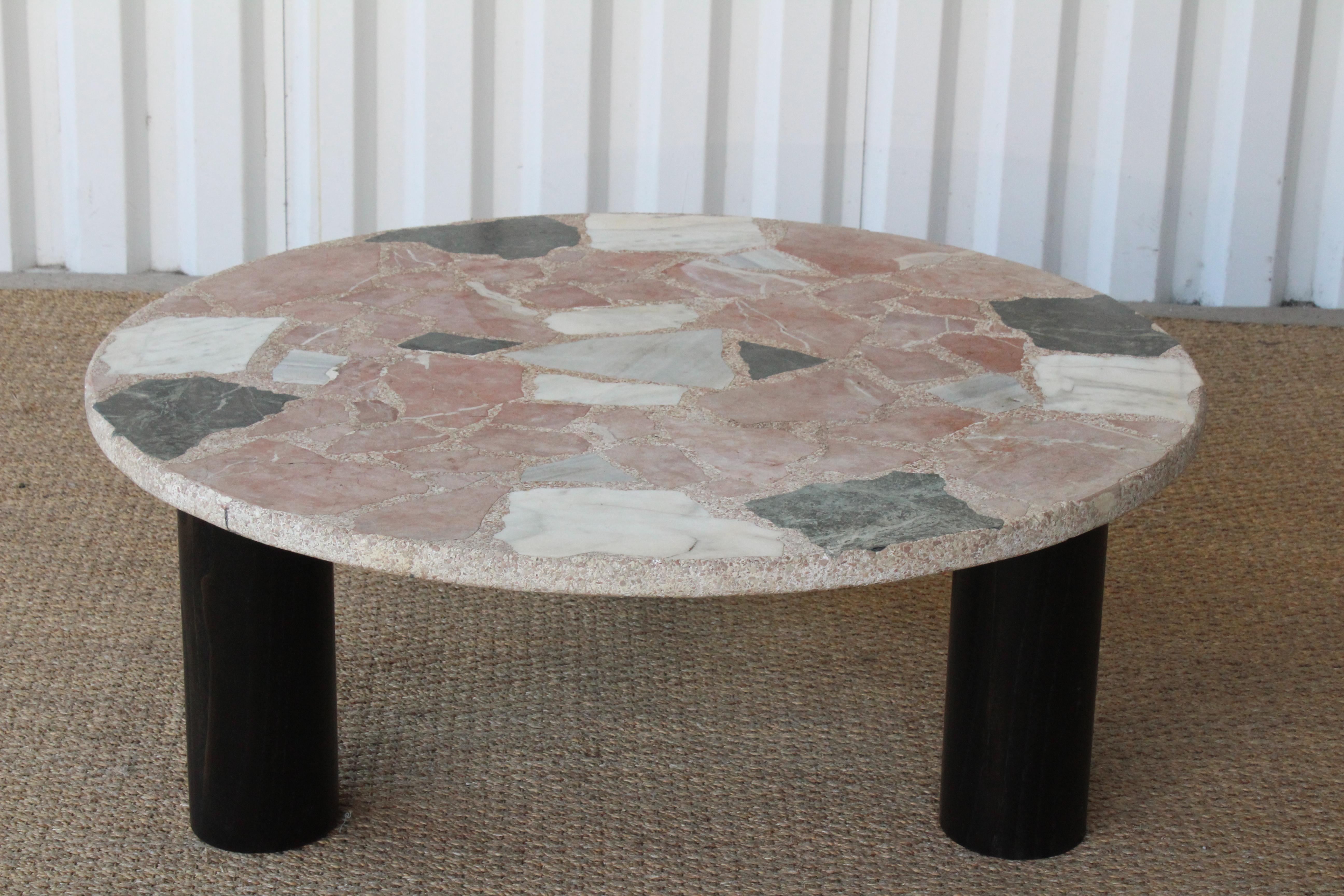 Terrazzo and Oak Coffee Table, Spain, 1960s In Good Condition In Los Angeles, CA