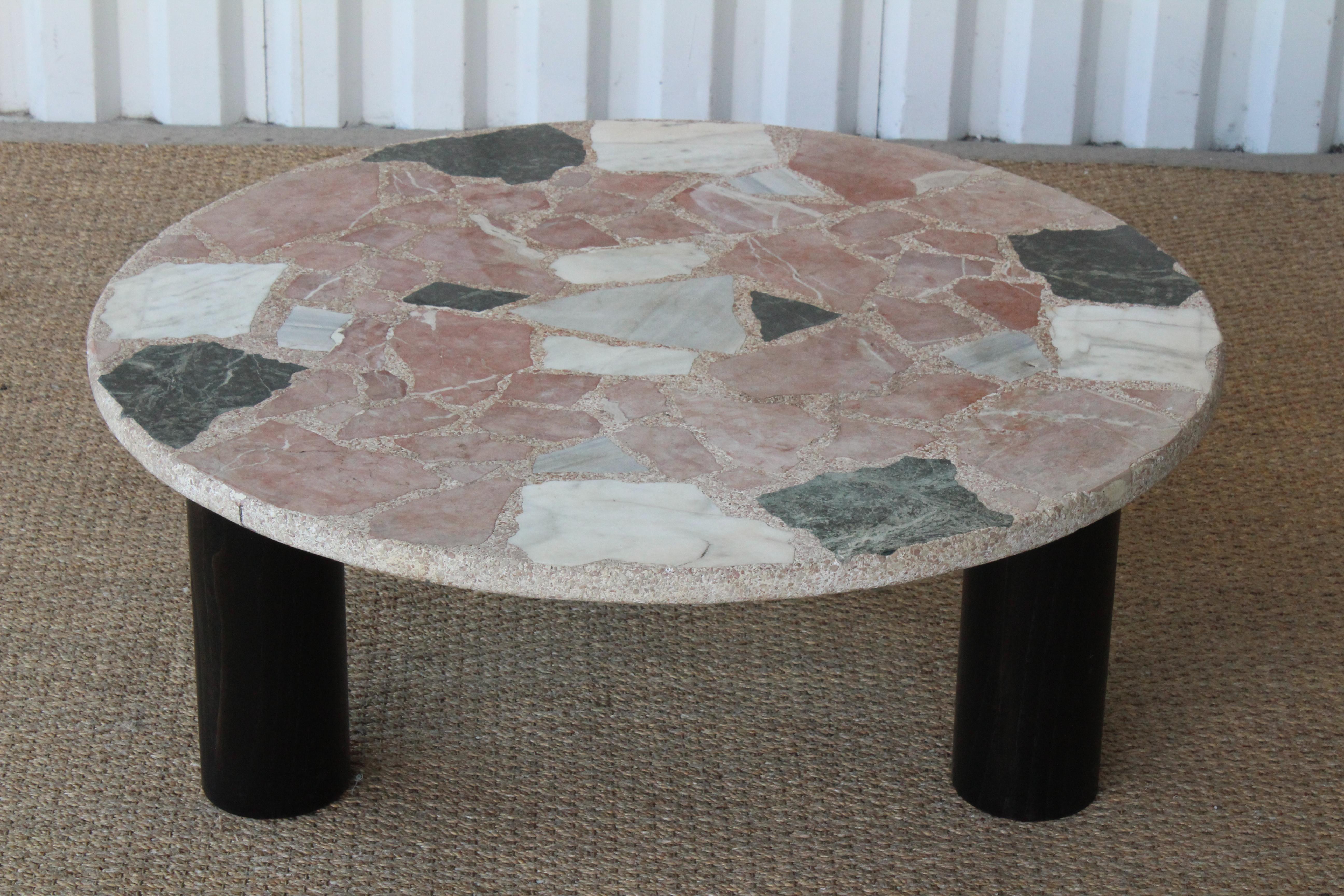 Mid-20th Century Terrazzo and Oak Coffee Table, Spain, 1960s