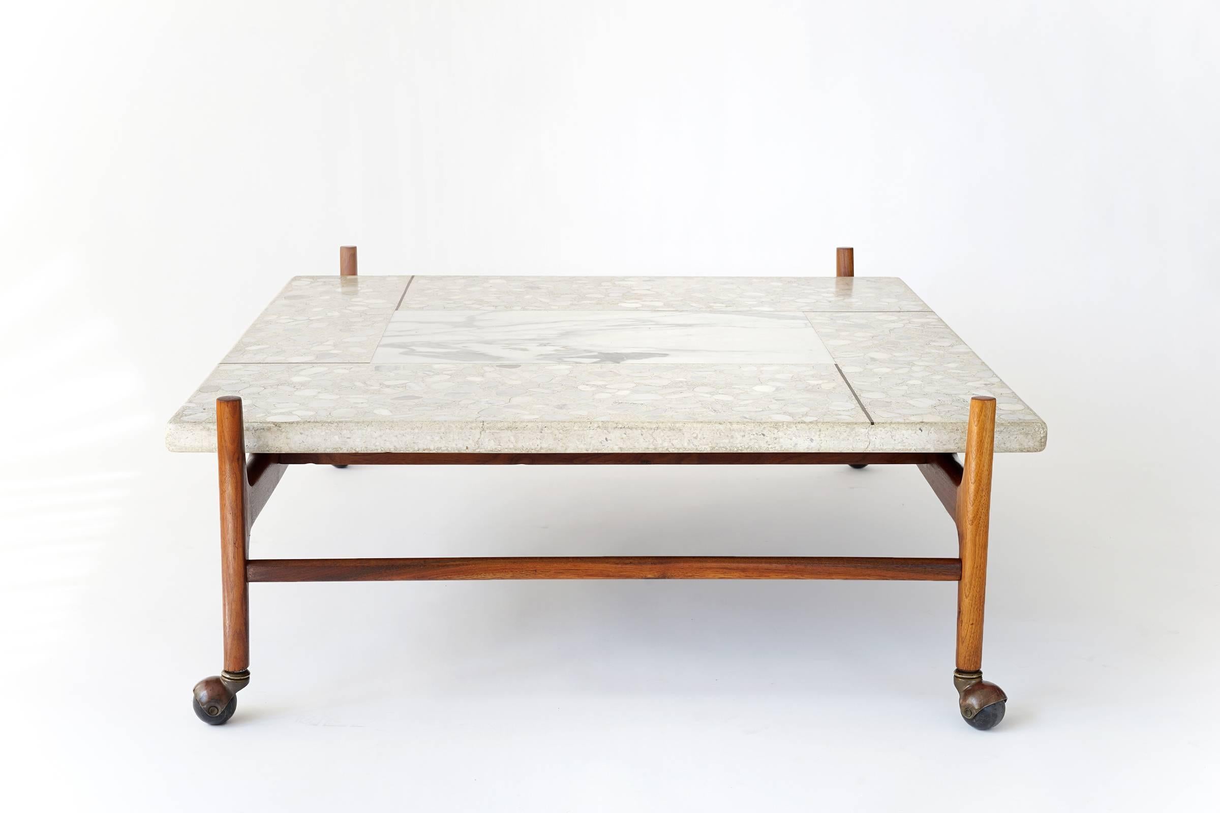 Terrazzo and Walnut Coffee Table by Harvey Probber 6