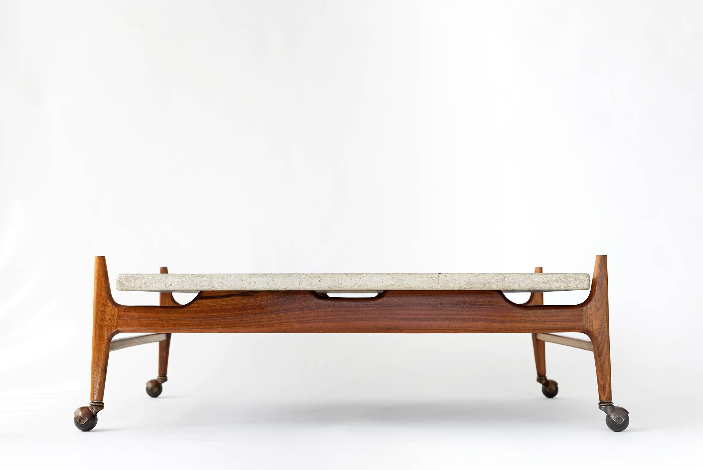 Terrazzo and Walnut Coffee Table by Harvey Probber 10
