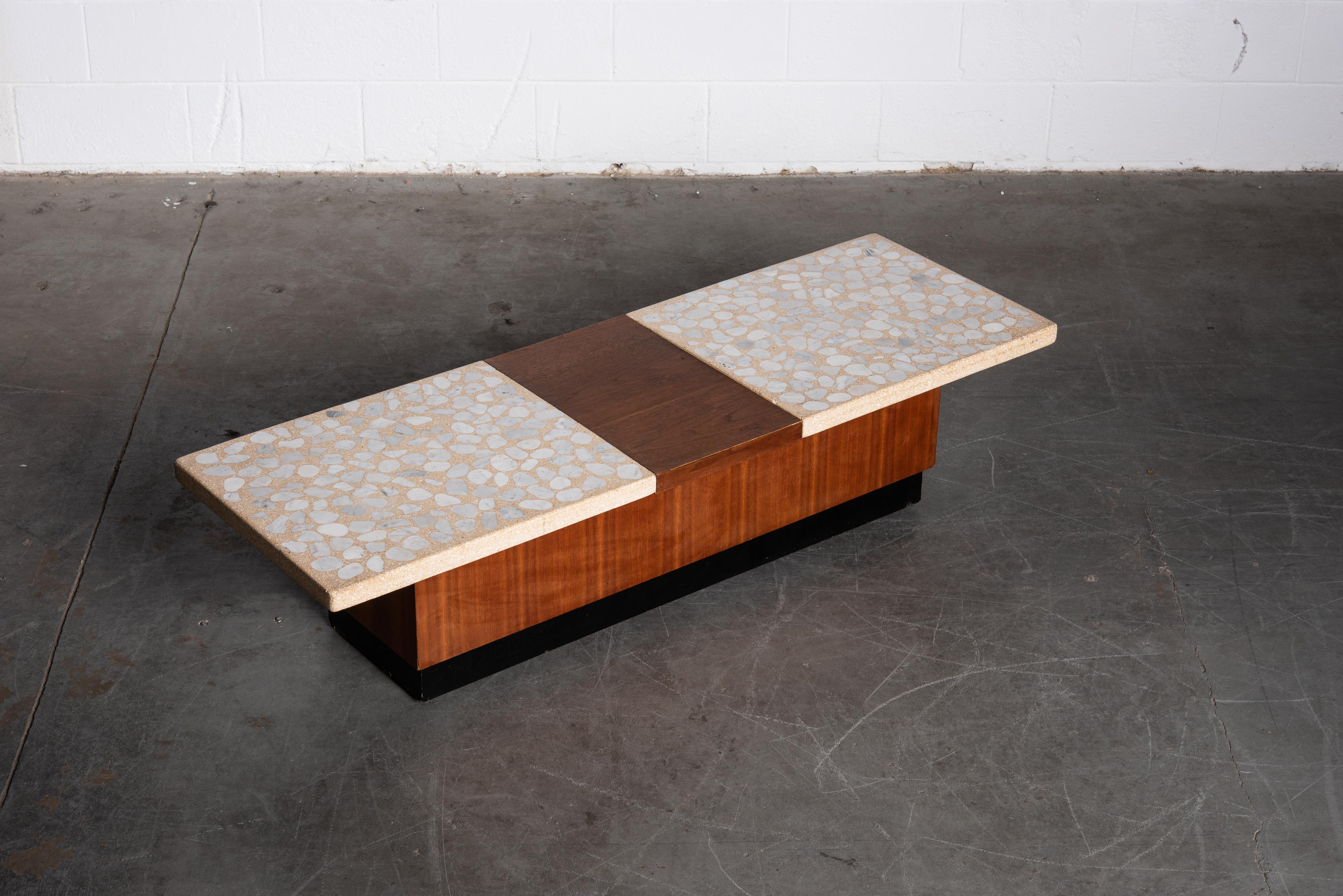 Terrazzo and Walnut Harvey Probber Style Coffee Table or Bench, c. 1960 5