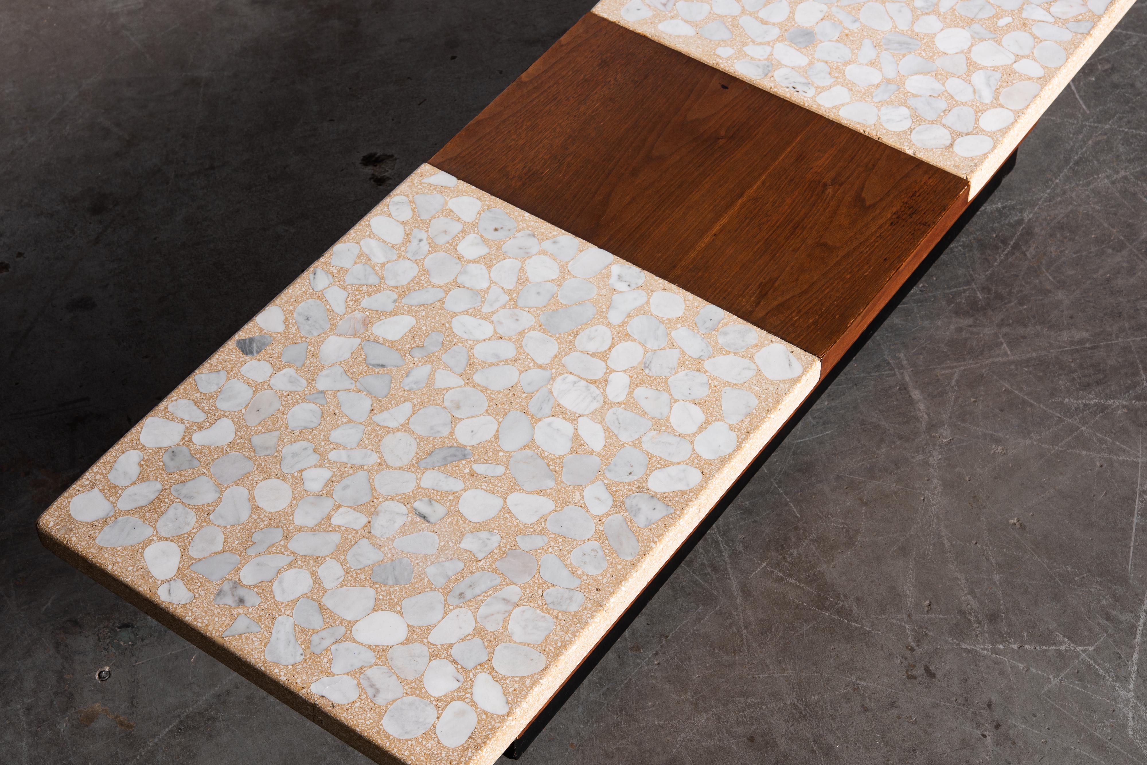 Terrazzo and Walnut Harvey Probber Style Coffee Table or Bench, c. 1960 6
