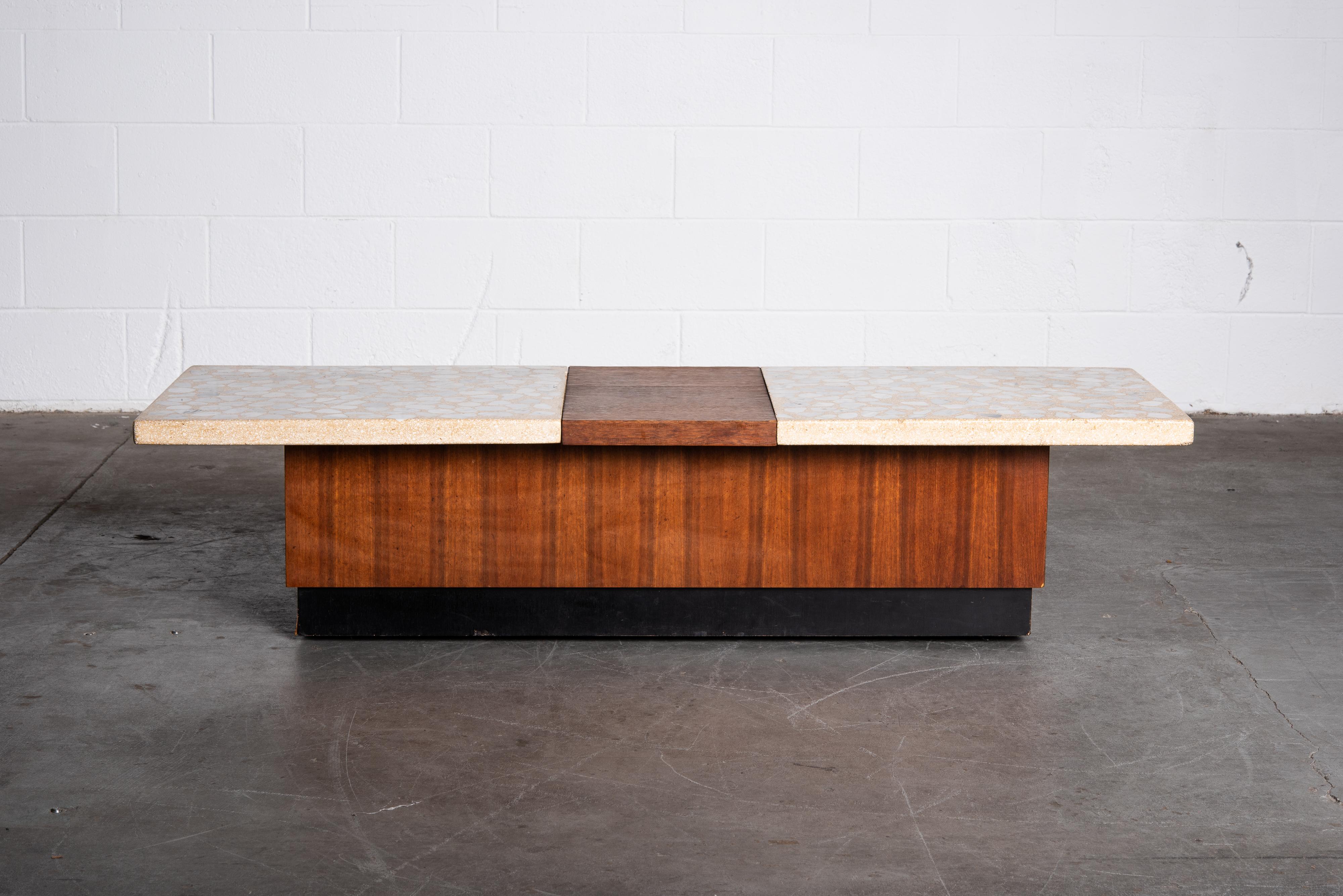 Mid-Century Modern Terrazzo and Walnut Harvey Probber Style Coffee Table or Bench, c. 1960