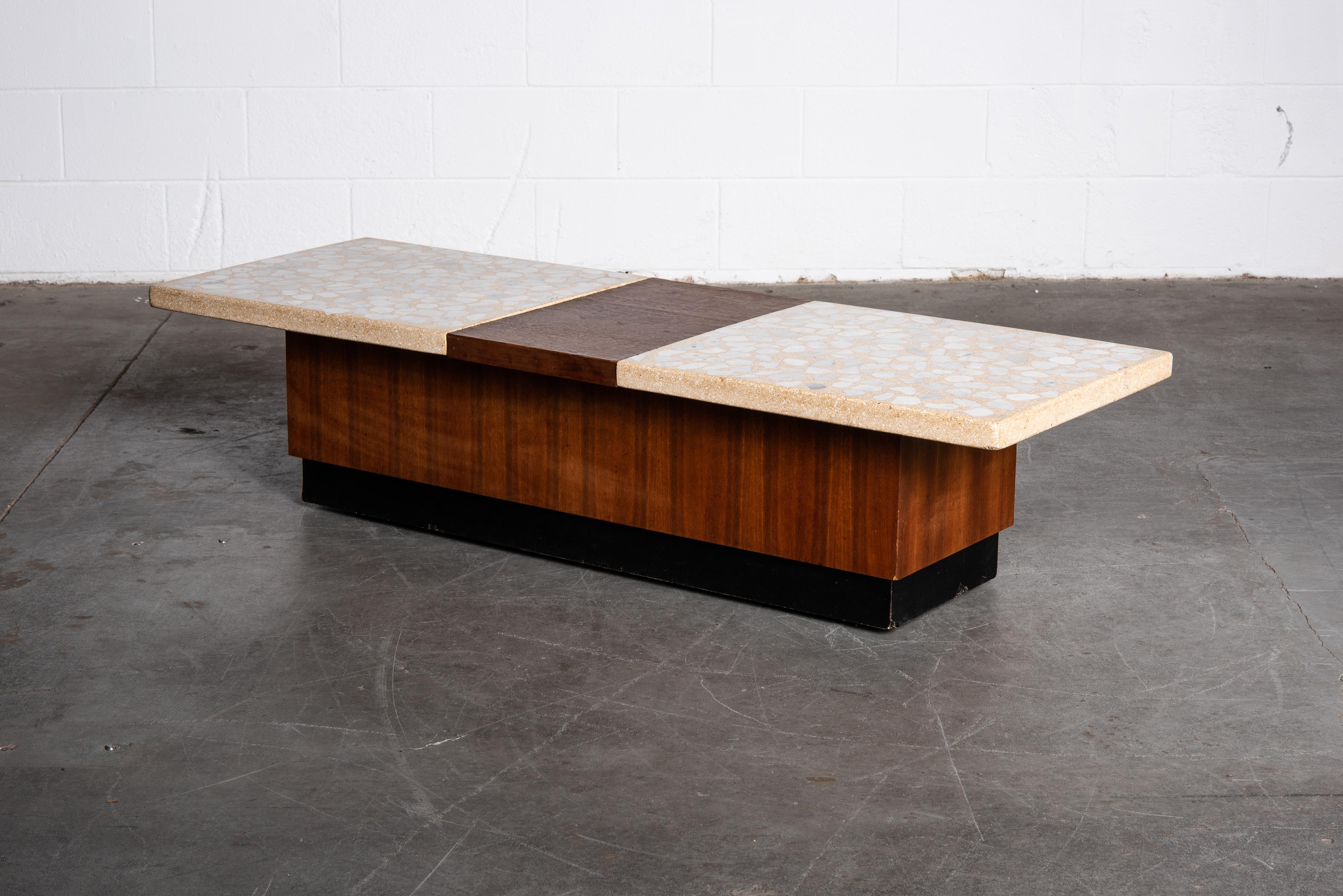 Mid-20th Century Terrazzo and Walnut Harvey Probber Style Coffee Table or Bench, c. 1960