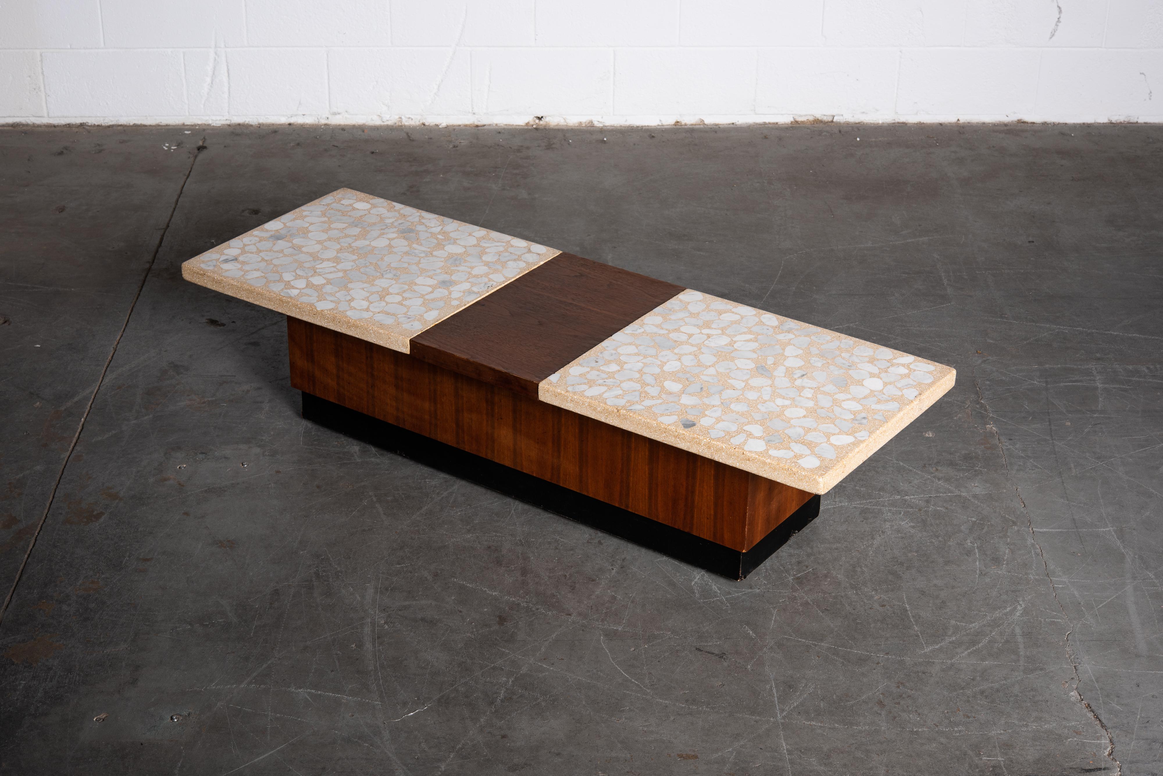 Terrazzo and Walnut Harvey Probber Style Coffee Table or Bench, c. 1960 1