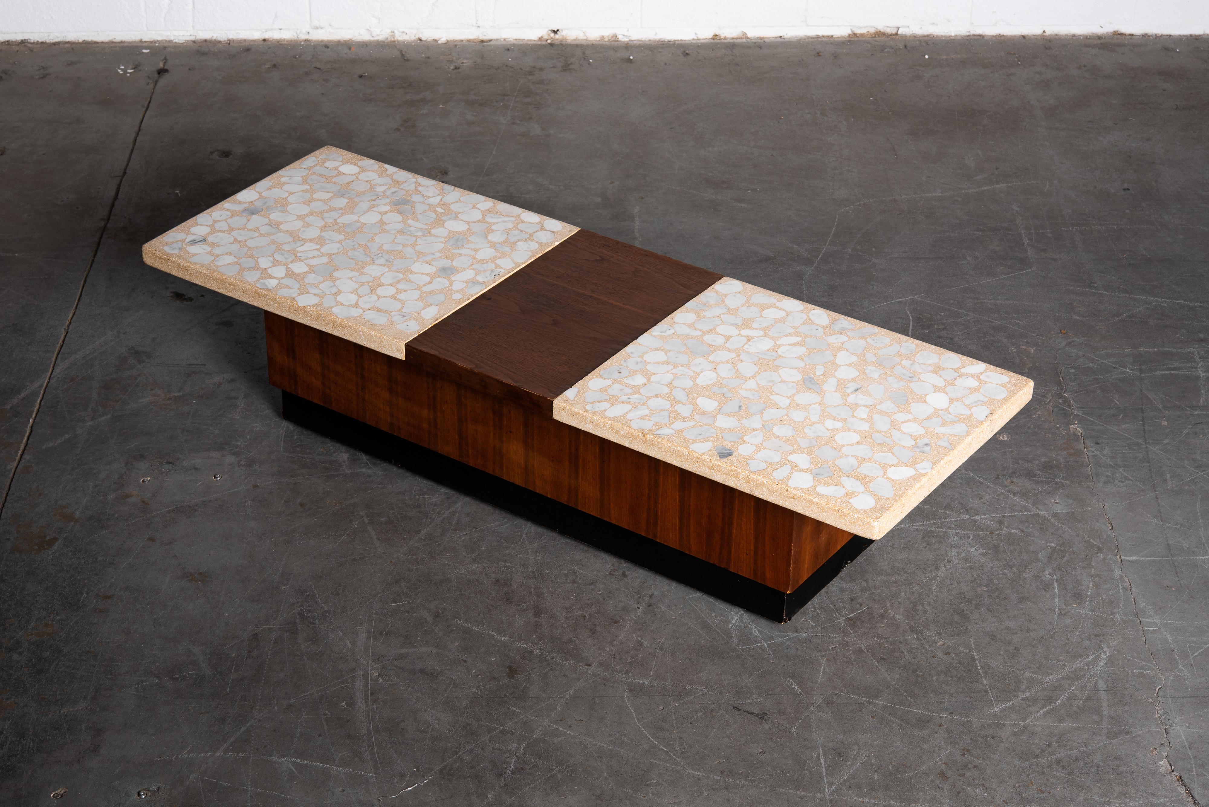 Terrazzo and Walnut Harvey Probber Style Coffee Table or Bench, c. 1960 2