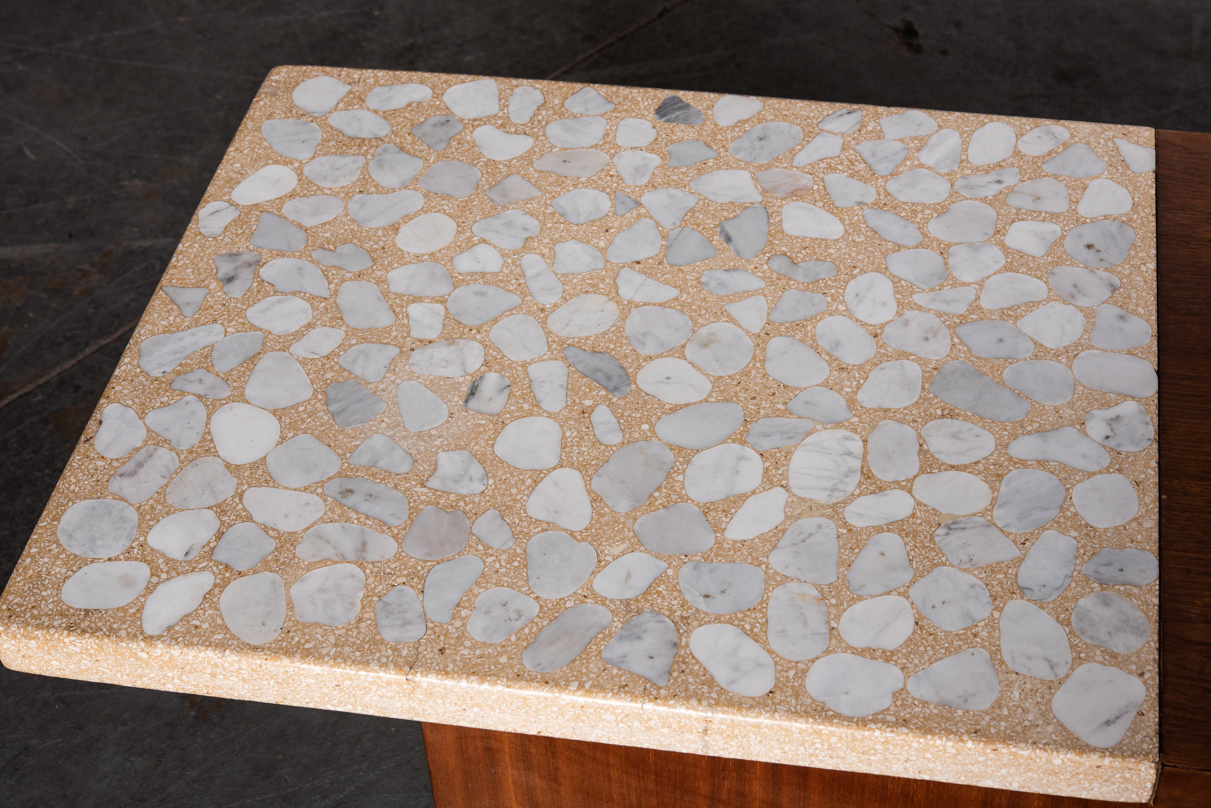 Terrazzo and Walnut Harvey Probber Style Side and Coffee Tables Set, c. 1960 12